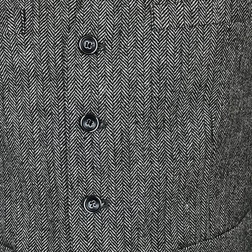 The Celtic Ranch Men’s 50% Wool Tweed Vest, Full Back With Fabric Belt, 4 Pockets, Herringbone Pattern, Grey, X-Large #TOP5