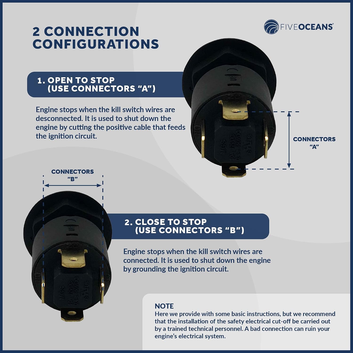 Five Oceans Marine Universal Emergency Cut-Off Switch, Kill Switch, Engine Shut-off Switch 12VDC, Coil Extendable Lanyard, Snap Hook and Red Buoy, for Jet Ski, Inflatable Boats, ATVs - FO1518
