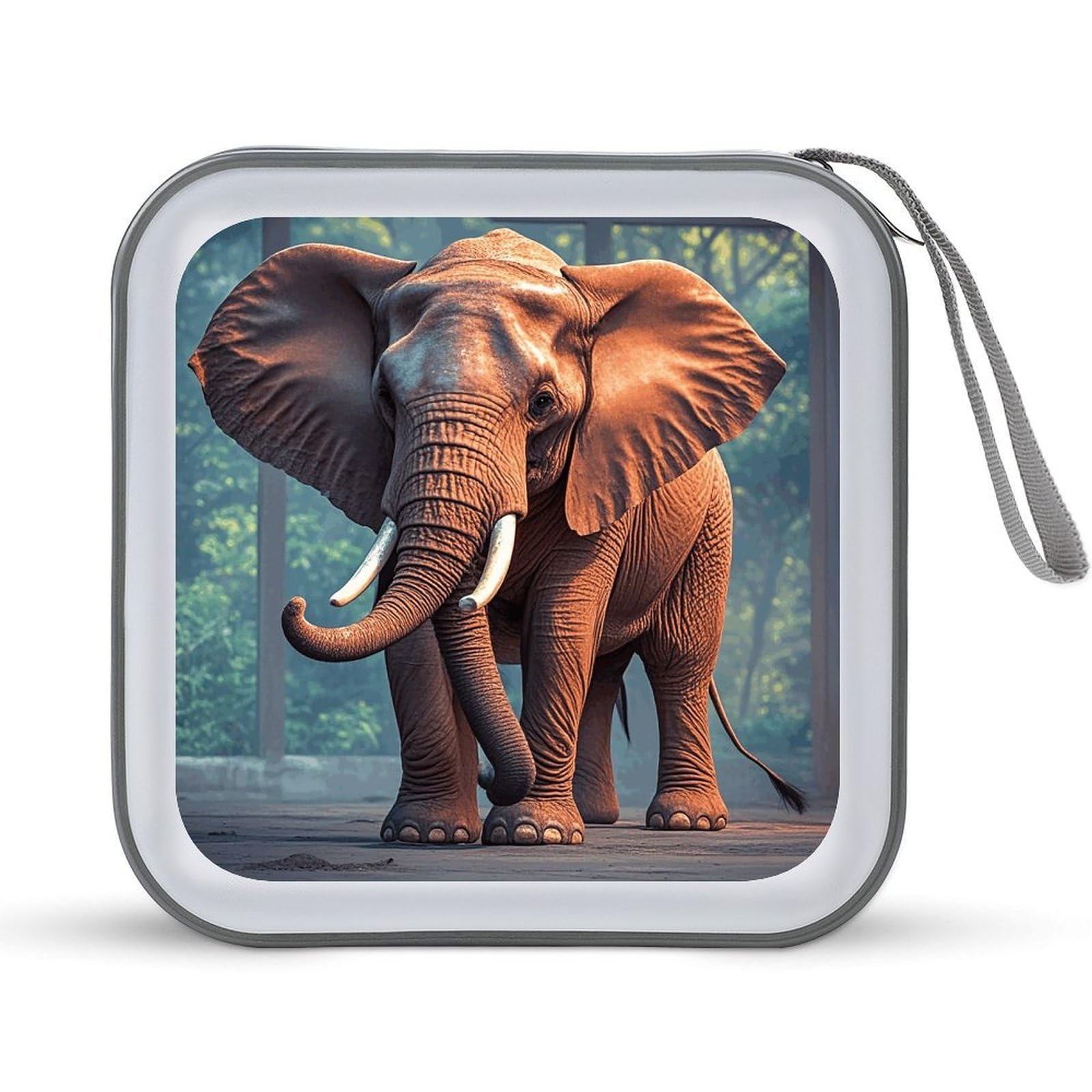 FekiLoot Elephants CD Case Red 40 Capacity Hard Plastic DVD Holder Car Disc Storage Folder Portable Zipper Disc Storage Organizer