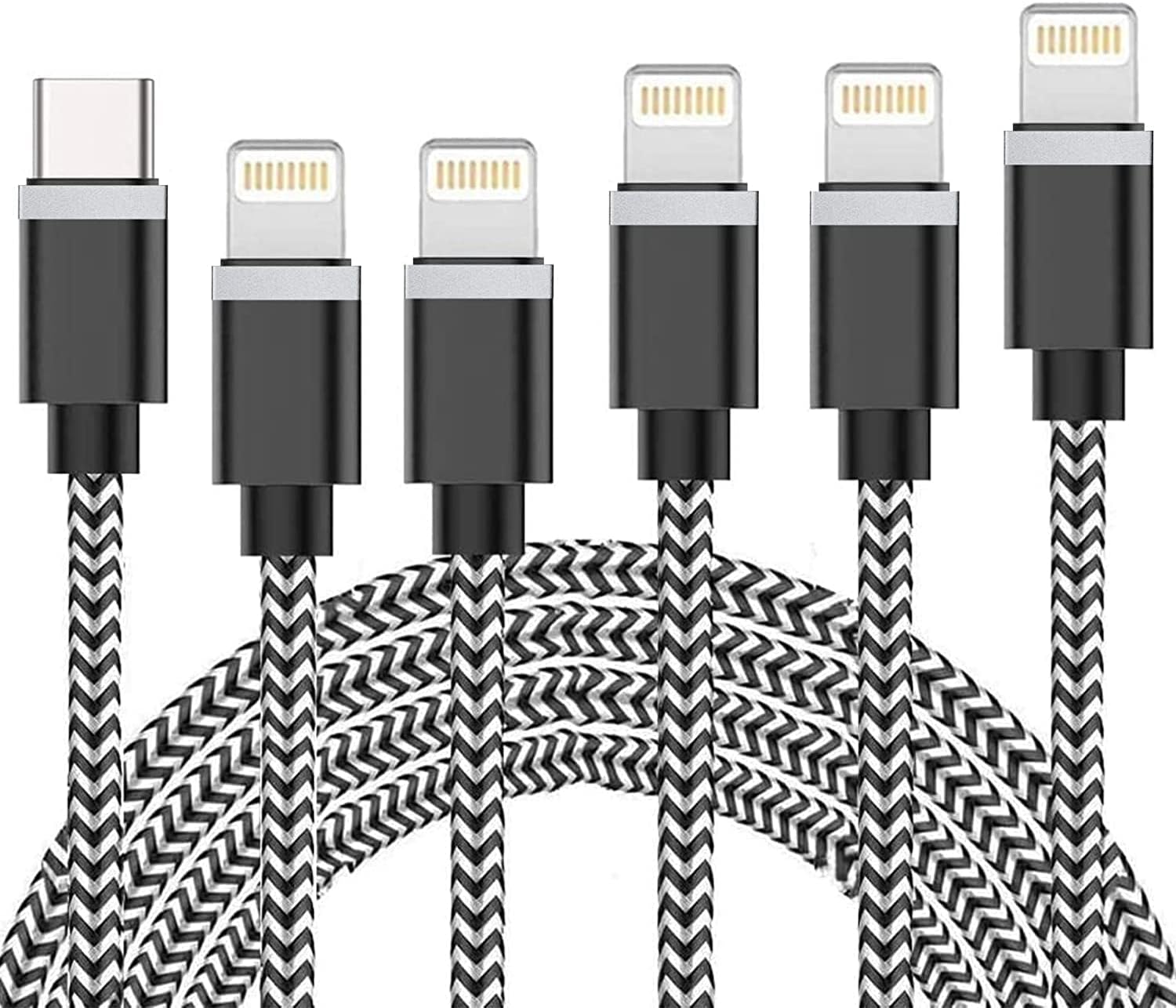 USB C to Lightning Cable iPhone 12 Charger Cord 5 Pack 3ft