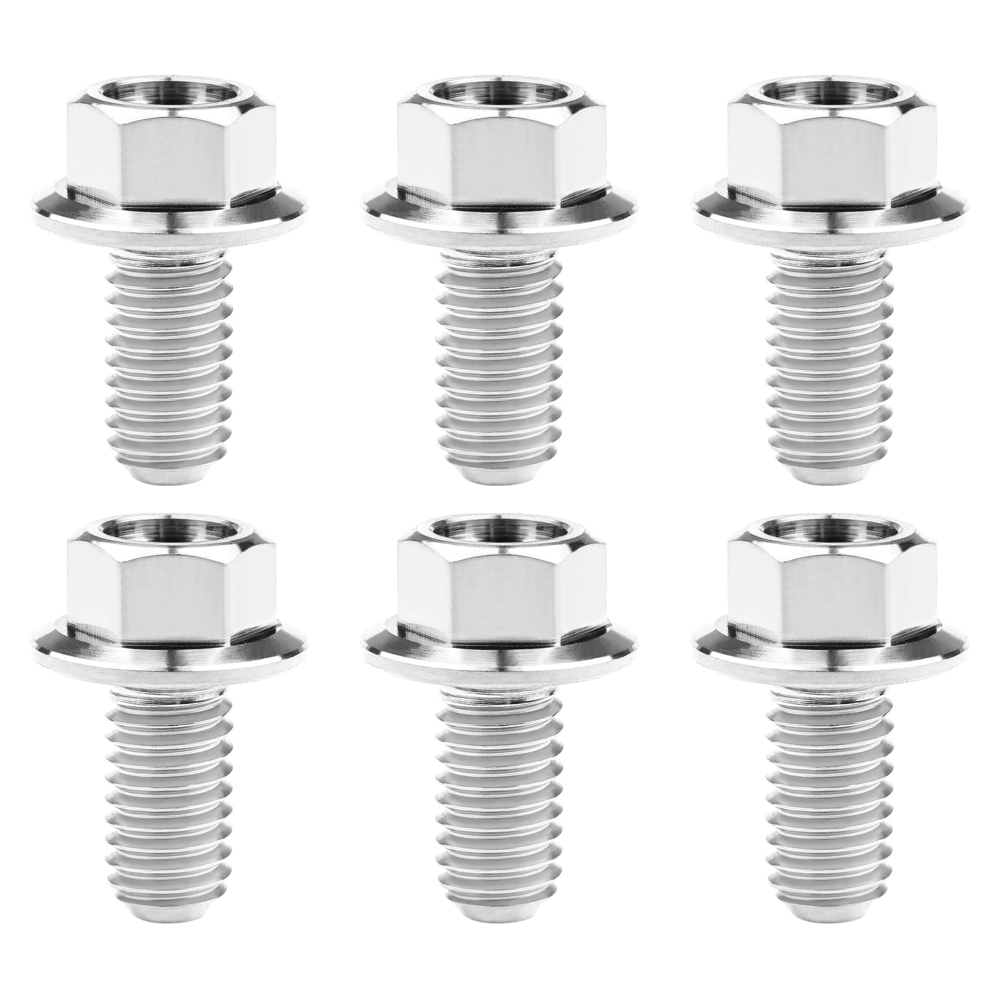 Wanyifa Titanium Ti GR5 Flange Hex Head Bolt M4 M5 x 6 8 10 12 15 20 25 30mm Bicycle Car Motorcycle Modification Screws Pack of 6 (Normal Titanium