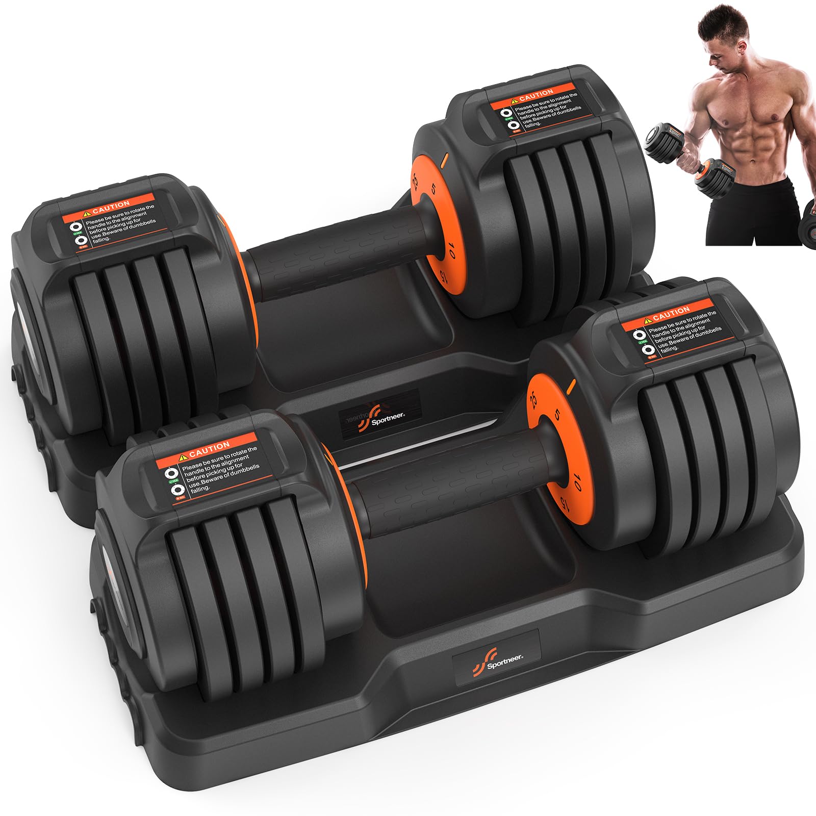 Adjustable Dumbbells Set of 2 Sportneer 5 in 1 Free Weights Dumbbells Set Each 25 lbs Fast Adjust