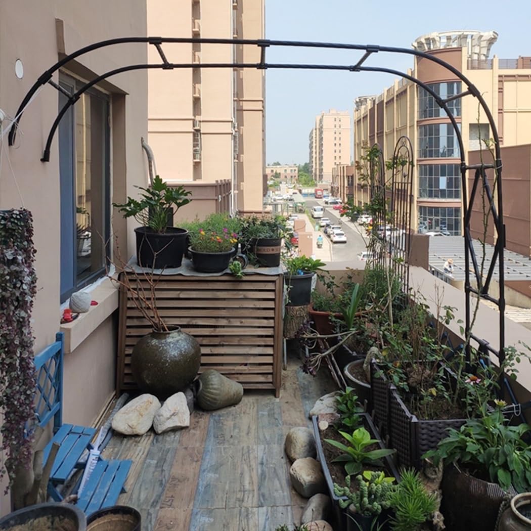 Mezzo traliccio ad arco da giardino, pergolato per rose in metallo resistente alle intemperie, decorazione per esterni per cortile, patio e cortile, bianco, 240 x 240 cm