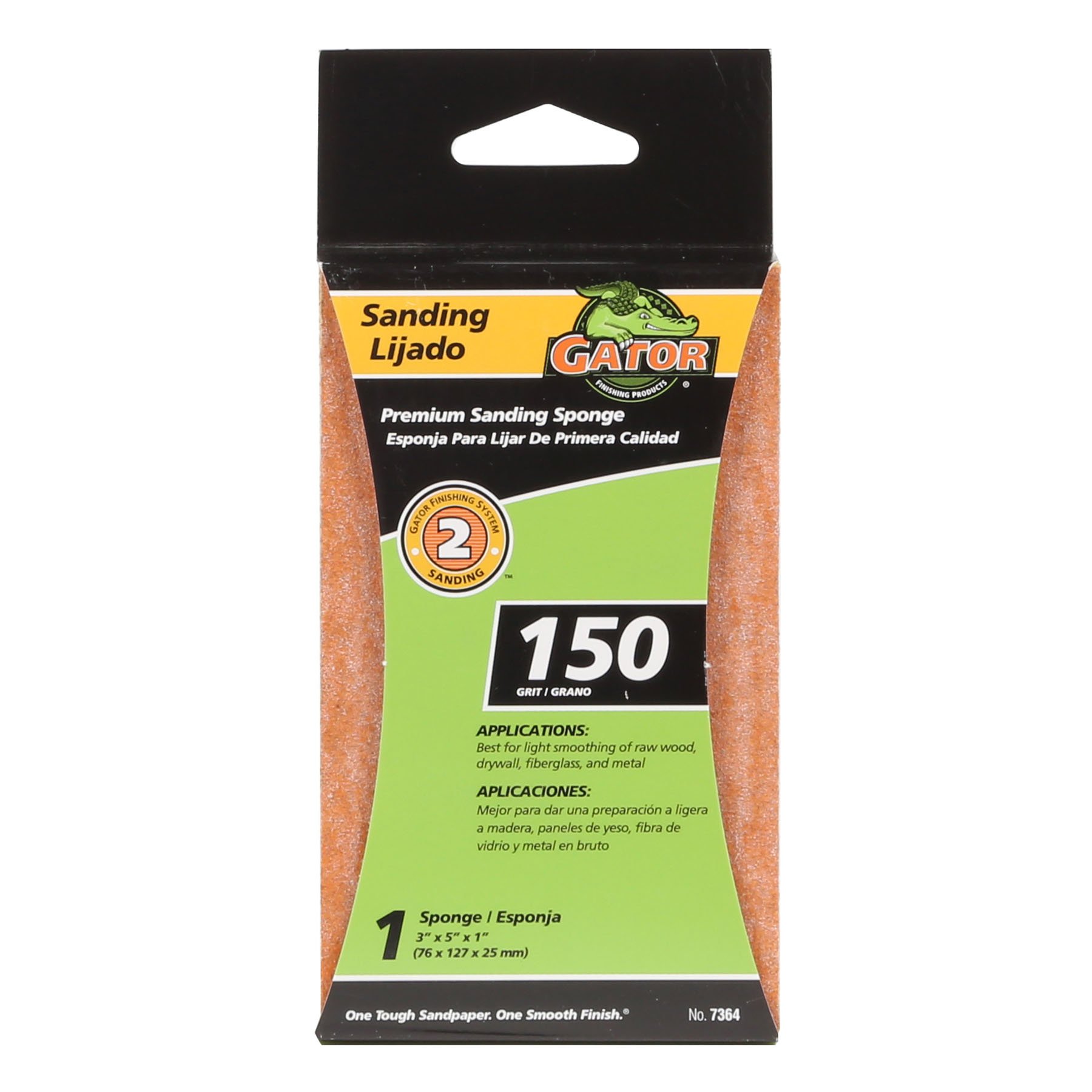 Gator Finishing 7364 150 Grit Aluminum Oxide Sanding Sponges (1 Pack), 3" x 5" x 1"