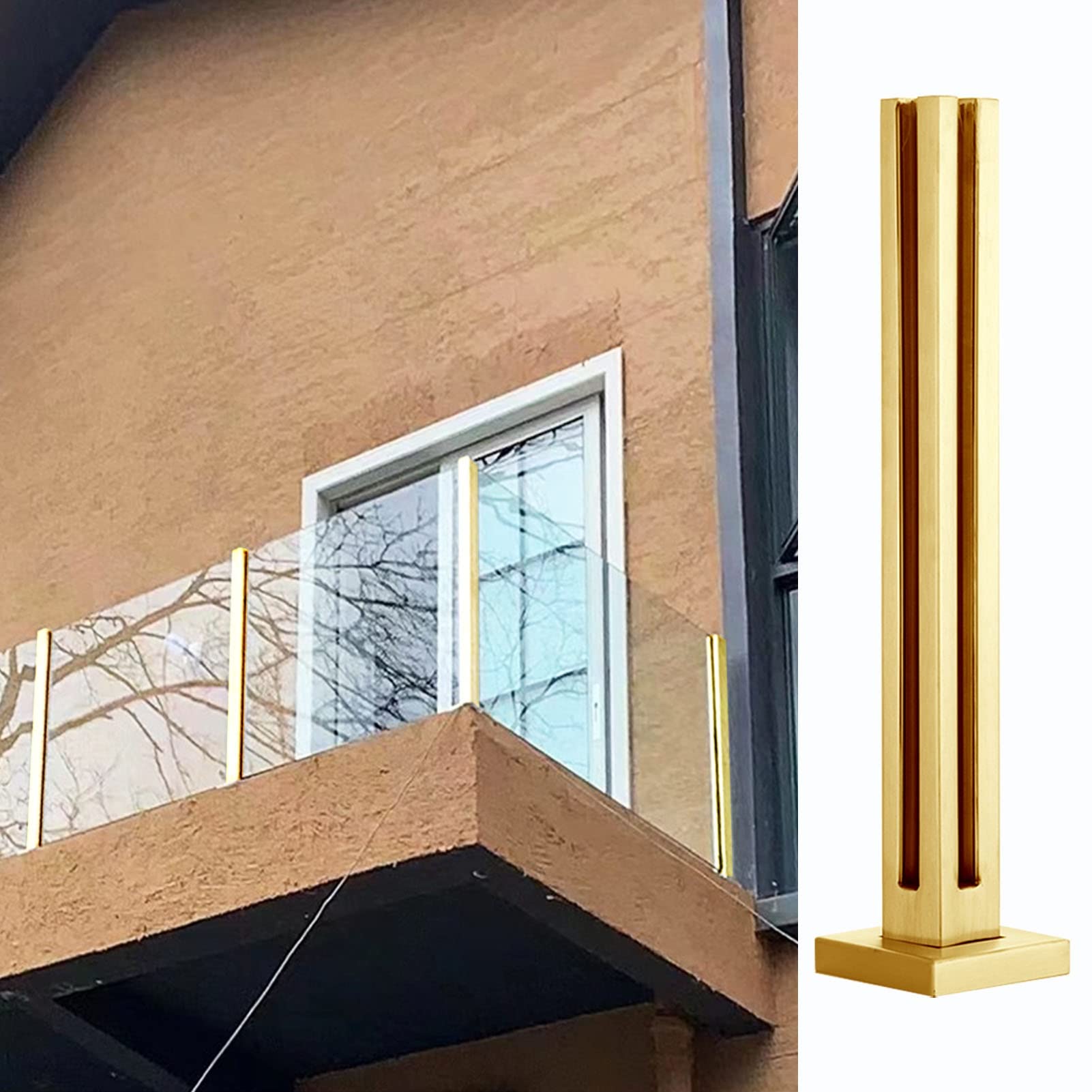 Garde-corps en verre escalier extérieur balcon clôture inox 304