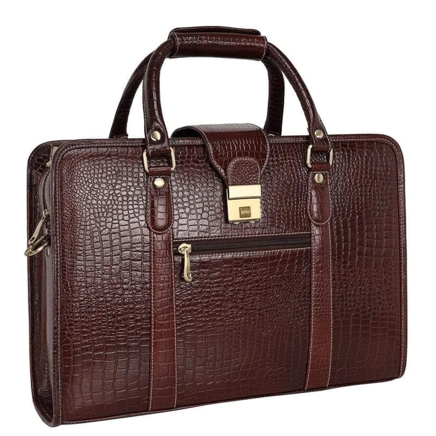 Genuine Leather Handle Business Bag | Laptop Messenger Bag | Shoulder Office Bag for Men Amite Lock | Expandable Features | Leather Office Bag for Men & Women | Branded Lock-image-16
