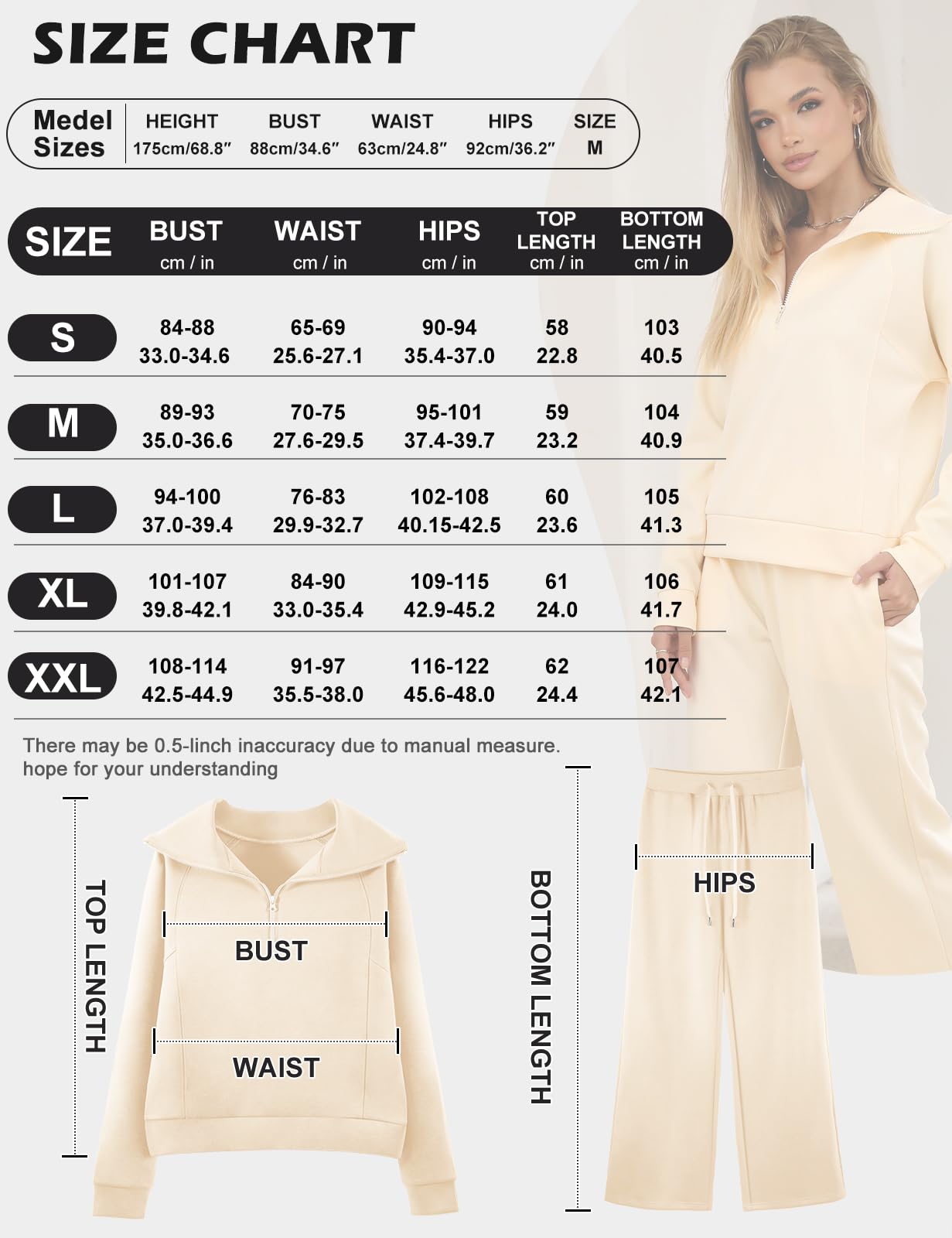 Conjunto deportivo de 2 piezas para mujer, sudadera con media cremallera, pantalones de chándal de pierna ancha, conjunto moderno a juego