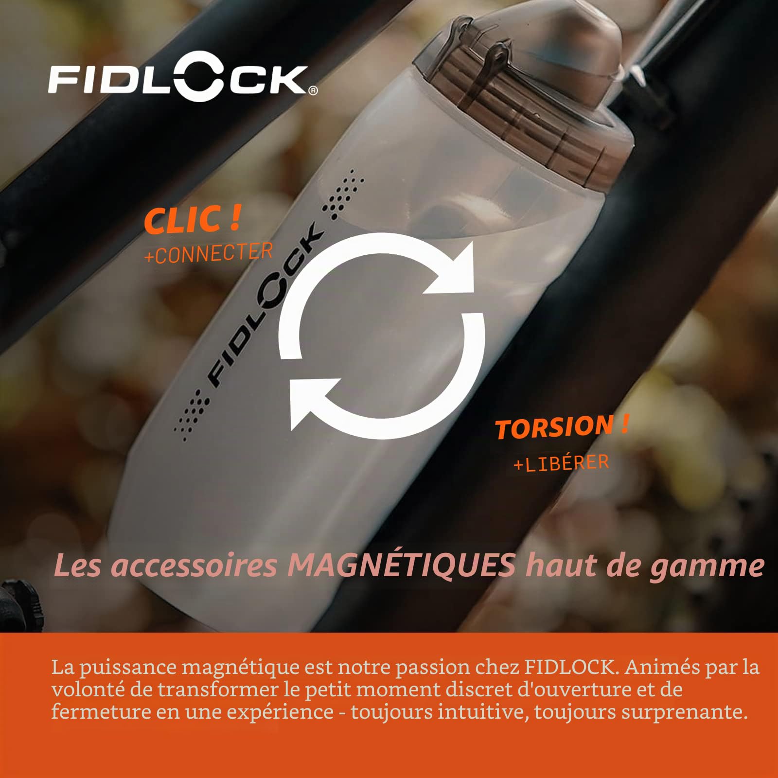 Fidlock Twist Porte-bouteille magnétique pour vélo avec support porte-gobelet pour vélo