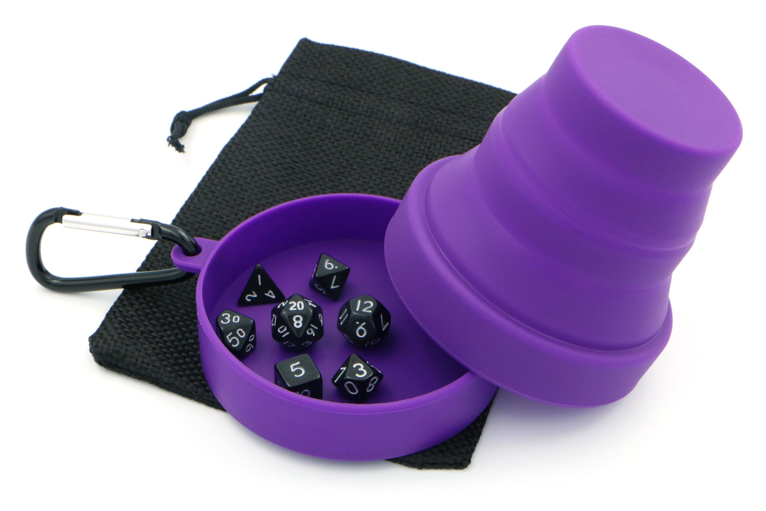 Delta Dynamic Products Travel Polyhedral Dice Cup Set, Folding Silicone Dice Shaker Cup with Lid