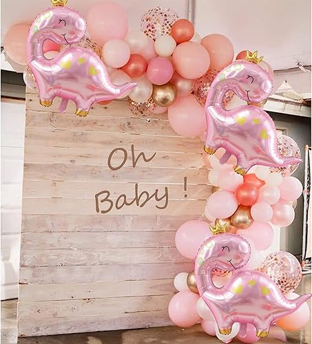 Miniatura 3 de Globos grandes de dinosaurio rosa, 2 globos de dinosaurio de 38 pulgadas, decoraciones de cumpleaños de dinosaurio rosa