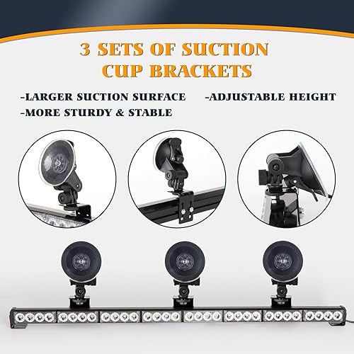 Miniatura 6 de Barra de luz estroboscópica de advertencia de emergencia de alta intensidad, color amarillo ámbar, de bajo perfil, para aplicación de la ley,