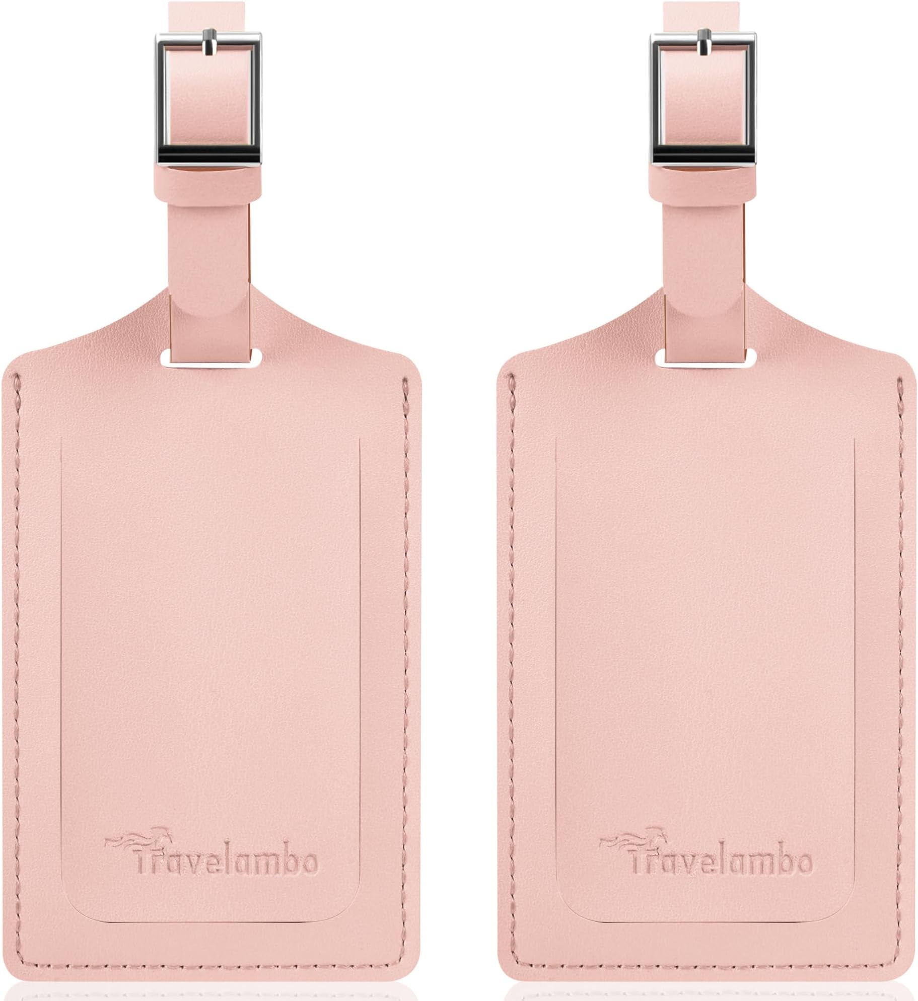Travelambo Luggage Tags for Suitcases Faux Leather Privacy Protection 2 Pack Bag Tags Travel Accessories Essential, Lotus Pink