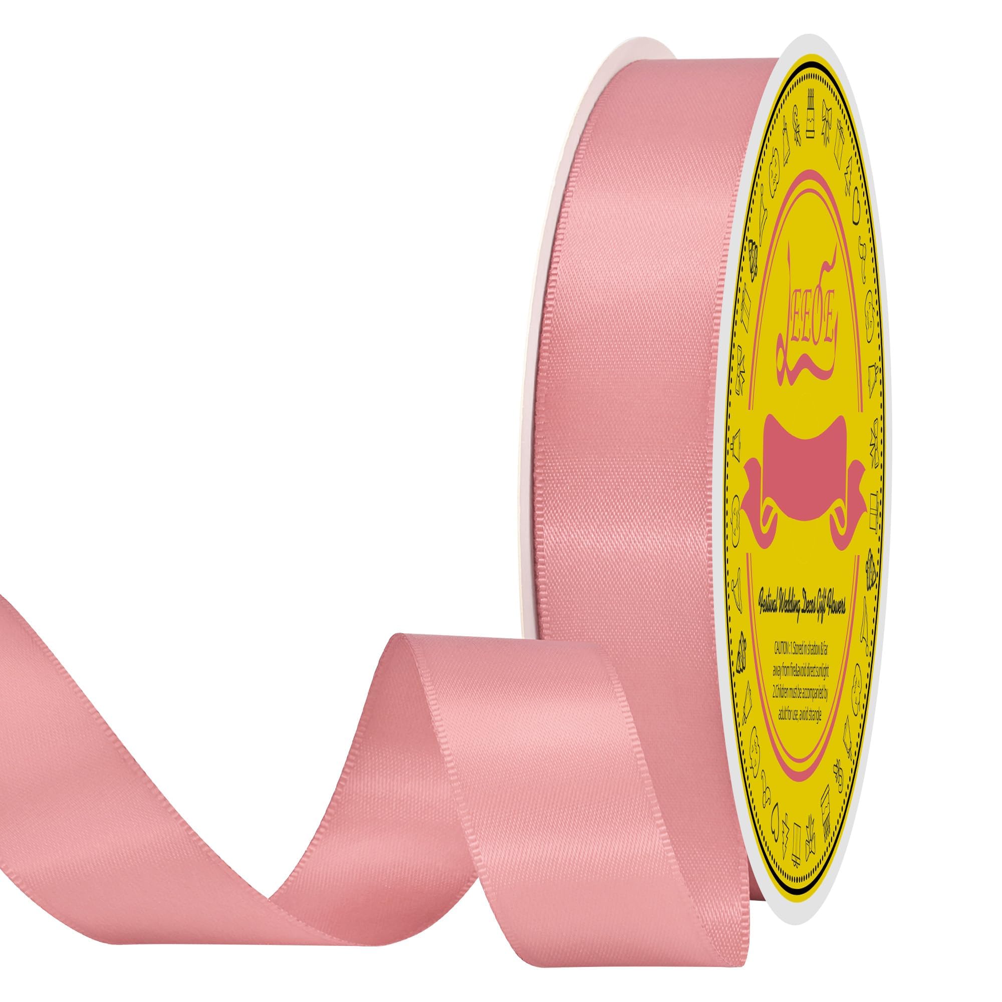 Dusty Pink Double Face Satin Ribbon 1 inch X 50 Yards Spool Bright Colors Very Suitable for Weddings Gift Package Wrapping Dancer Wand Sewing Party Hair Bow Invitation Decorations and More