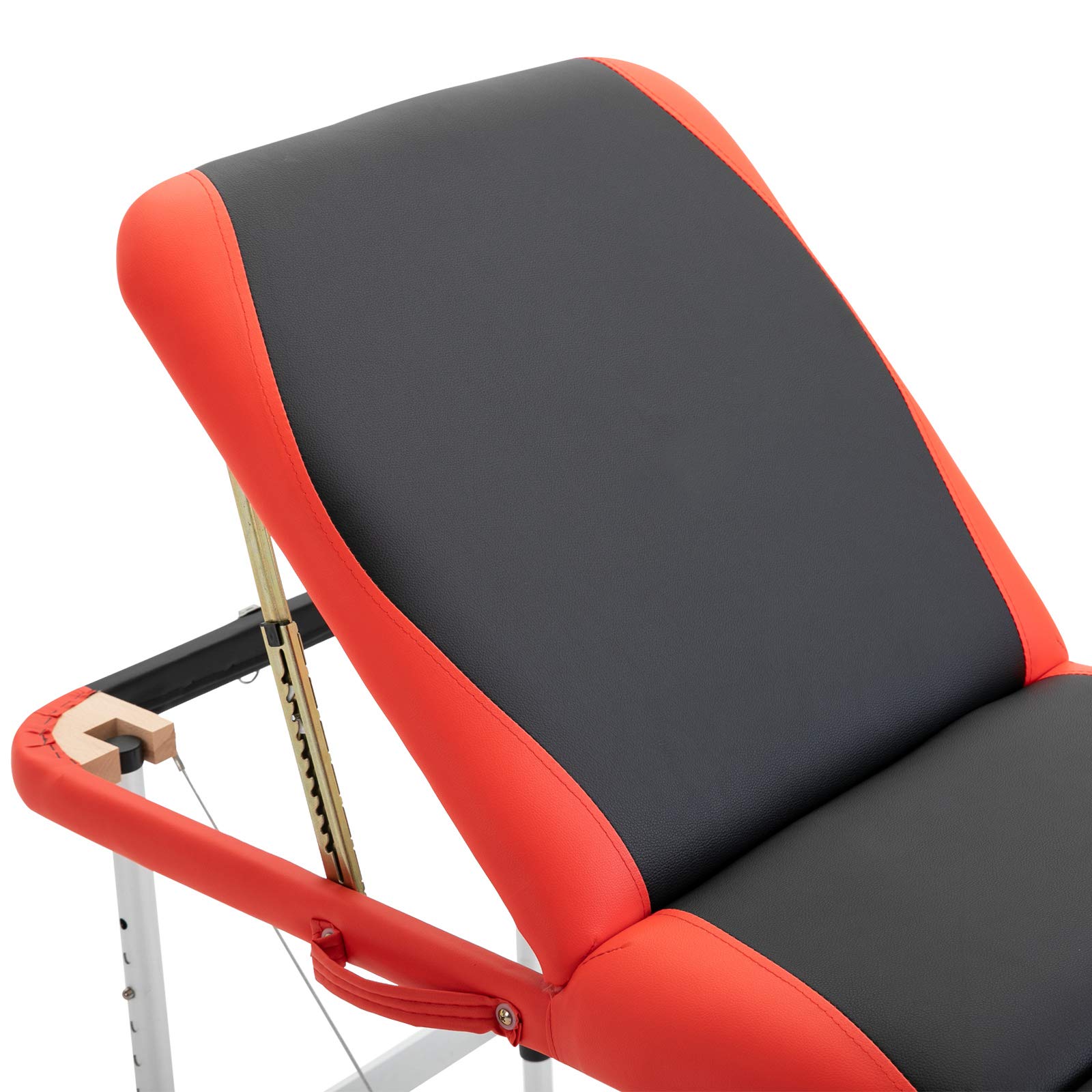 HOMCOM Camilla Masaje Plegable, Camilla Estética Profesional de Aluminio con Altura Ajustable, 3 Zonas, Reposacabezas, Reposabrazos, para Tatuaje, Fisioterapia, Negro y Rojo