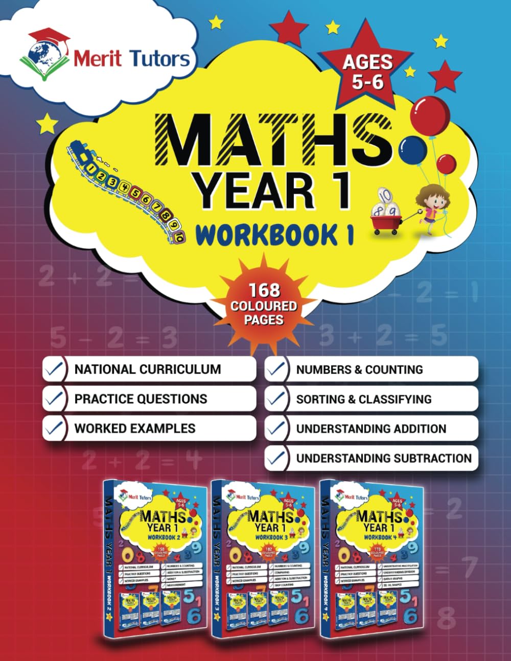 Primary Year 1 Maths Activity Workbook 1: Numbers, Counting, Time, Addition & Subtraction For 5-6 Years Old Child (KS1) Latest National Curriculum: ... Tutors) (First Addition By Merit Tutors)