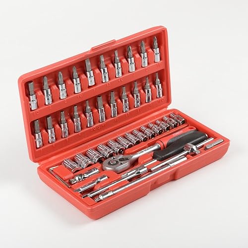 46pc 14" Drive Socket & Bit Set mm Métricas cromo vanadio Acero Con Funda