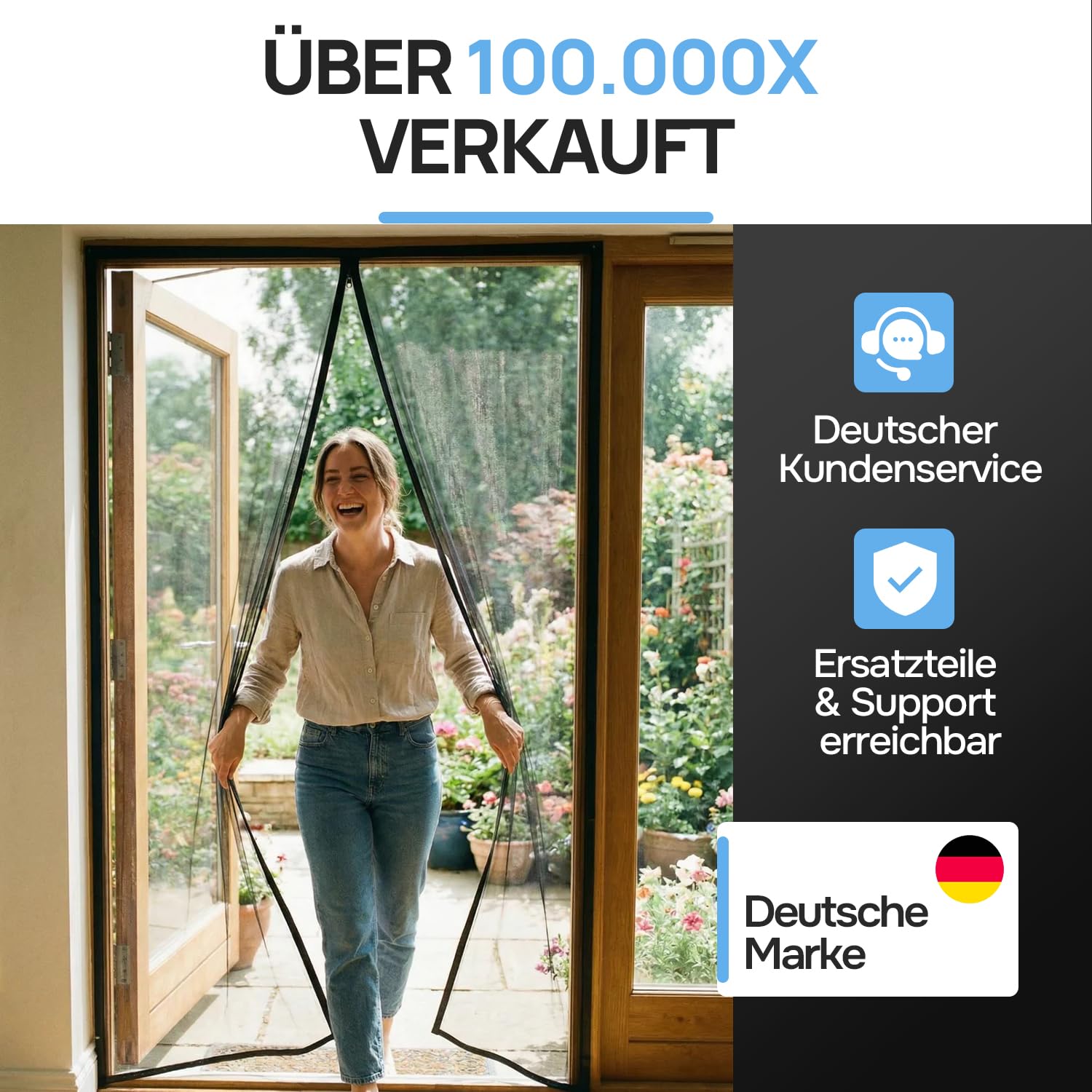 Door easy Zanzariera magnetica 185 x 220 cm [Robusta fibra di vetro e magneti extra forti] - zanzariere tende per finestre, porta balcone, porta finestra - fai da te attrezzi