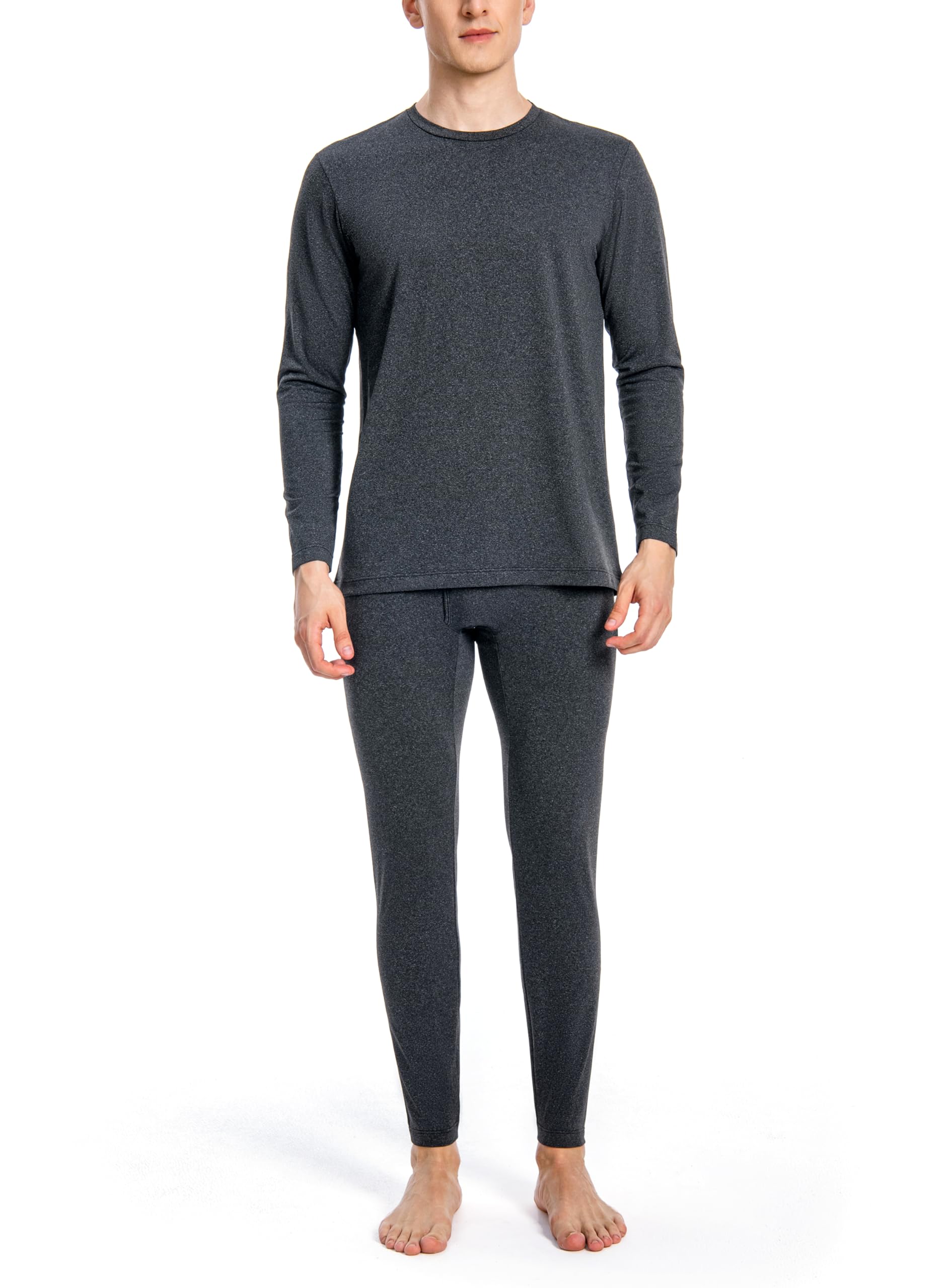 Nutria Set di Biancheria Intima Termica da Uomo Completo Intimo Termico in Pile Interno Funzionale, Maglietta e Pantaloni Termici Leggera Girocollo Manica Lunga Sci Corsa Ciclismo Palestra U07
