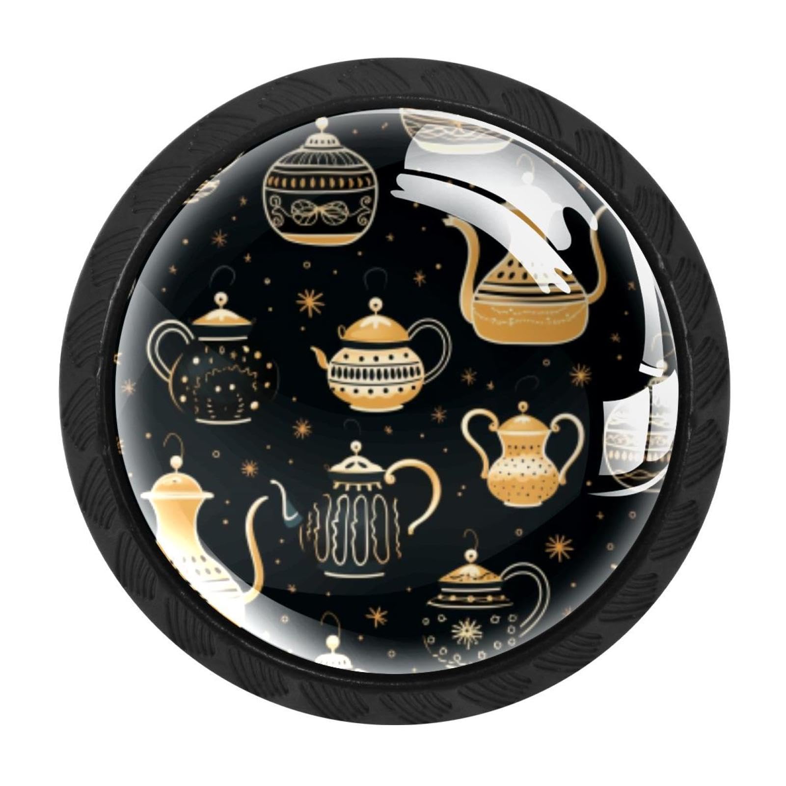 CHENZZZZ 4 Pack Arabian Tea Kettle Drawer Knobs Cabinet Knobs Crystal Glass Knobs Pulls Handles for Kitchen Cabinet Hardware Cupboard Door Dresser Wardrobe Home Decor