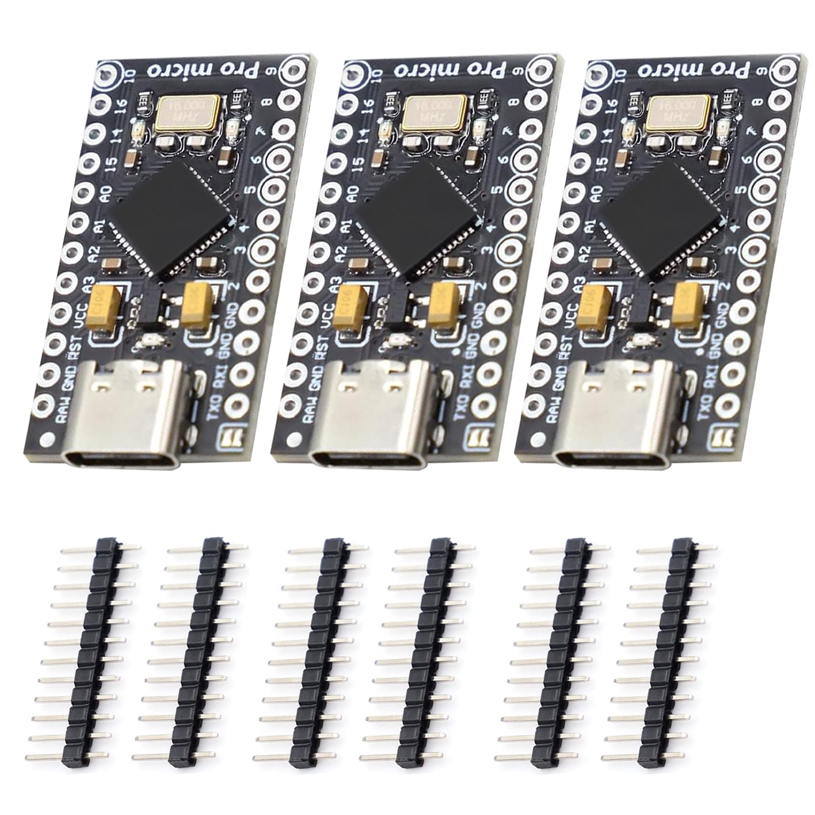 Pro Micro with Atmega32U4 chip Development Board, AYWHP 3 PCS Pro Micro 5V/16MHz Nano microcontroller Development Board with Built-in USB updater Type-C Interface Compatible with Arduino IDE