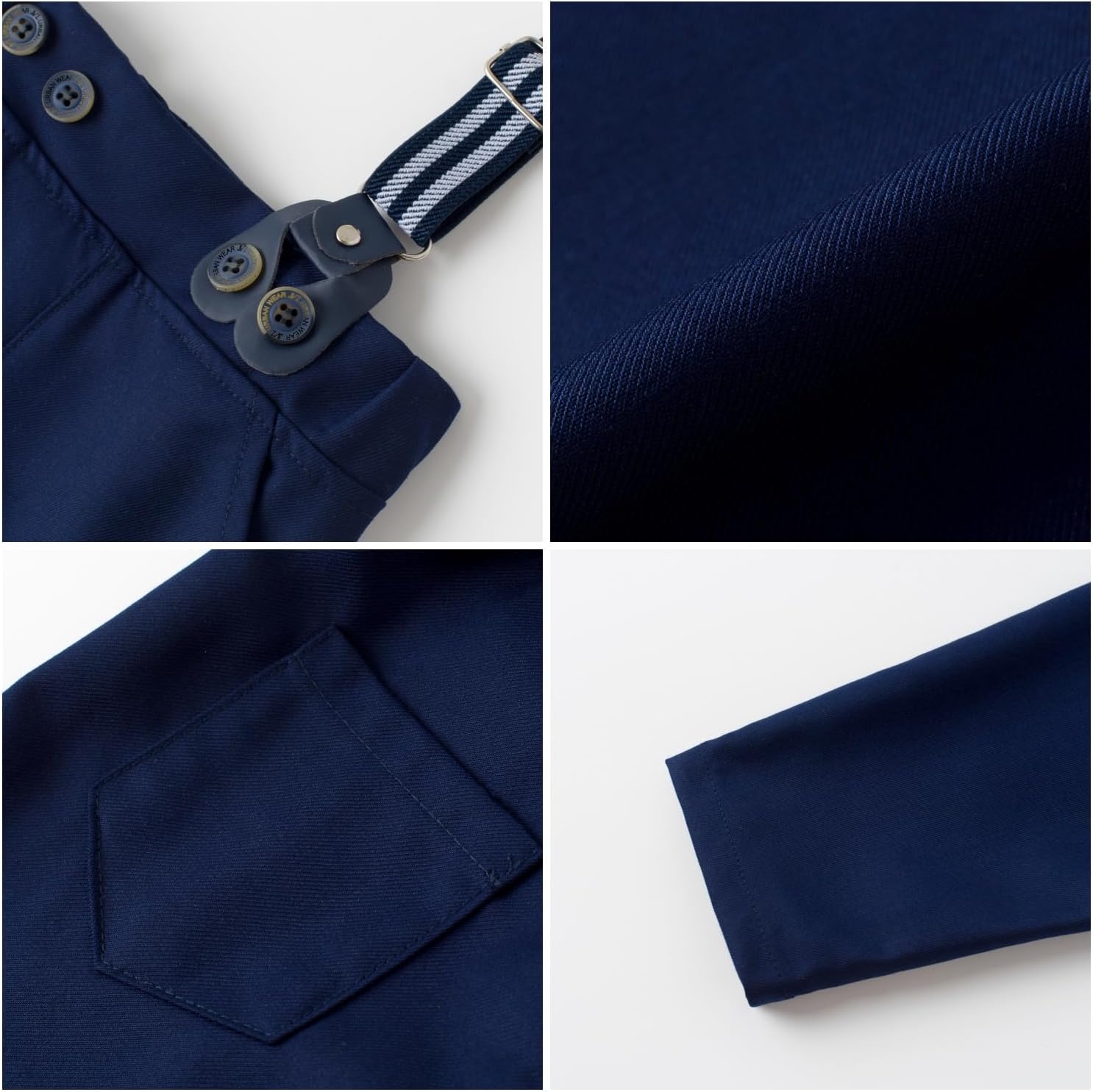 SALNIER Baby Boy Dress Suit Clothes Sets Infant Tuxedo Gentleman Suits Outfits Bowtie Shirt Suspenders Pants Beret Hat - Image 6