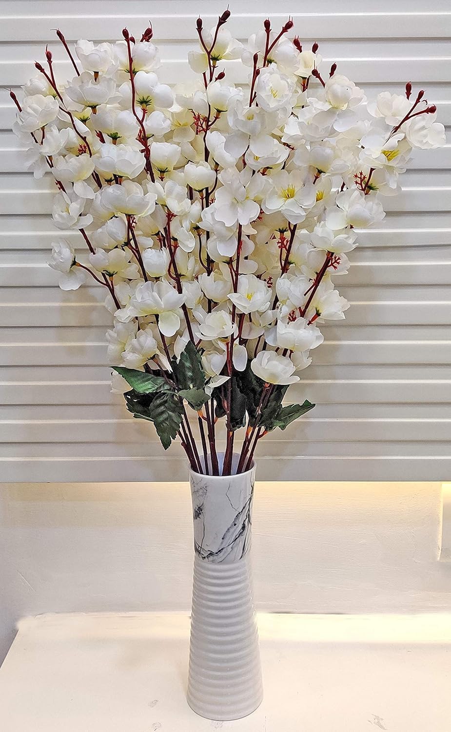 IMIARA Artificial Flower Sticks for Home Décor | Silk Blossom Branch Stems | Living Room, Office, Vase Decoration Flowers | Long-Lasting Reusable Floral Bunch Without Pot Pack Off 1 (White)-image-41