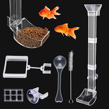 Shrimp Feeding Dish Set, Aquarium Fish Shrimps Feeder Set, Transparent Shrimp Feedings Tube, Fish Tank Feedings Supplies with Feeding Ring Cleaning Brush for Fishs Tank Aquarium Clear