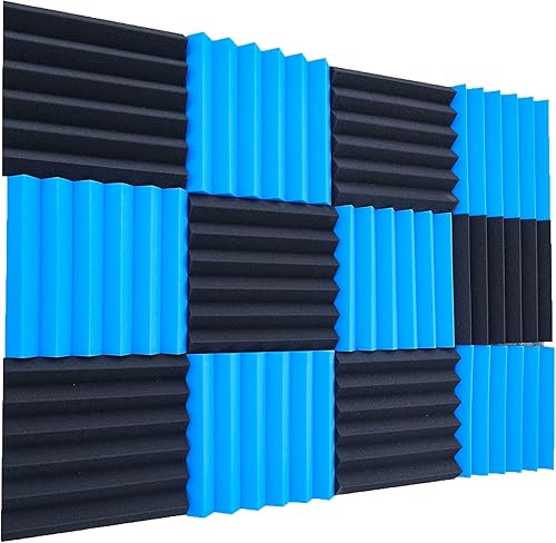 Miniatura 9 de Paquete de 24 paneles de espuma acústica, 2 x 12 x 12 pulgadas, paneles de espuma insonorizada ignífugos que absorben el ruido, para estudios de