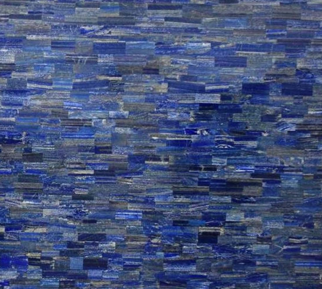 Table basse en marbre véritable et lapis-lazuli style brique pour salon chic