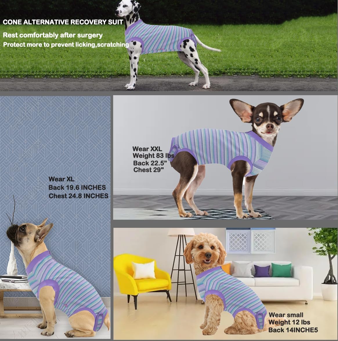 Recovery Suit for Dogs,Dog Cone Alternative Zipper Surgery Suit Female Spay,Soft Dog Surgery Suit for Anti Licking,Breathable Surgical Suit for Dogs Female Spay