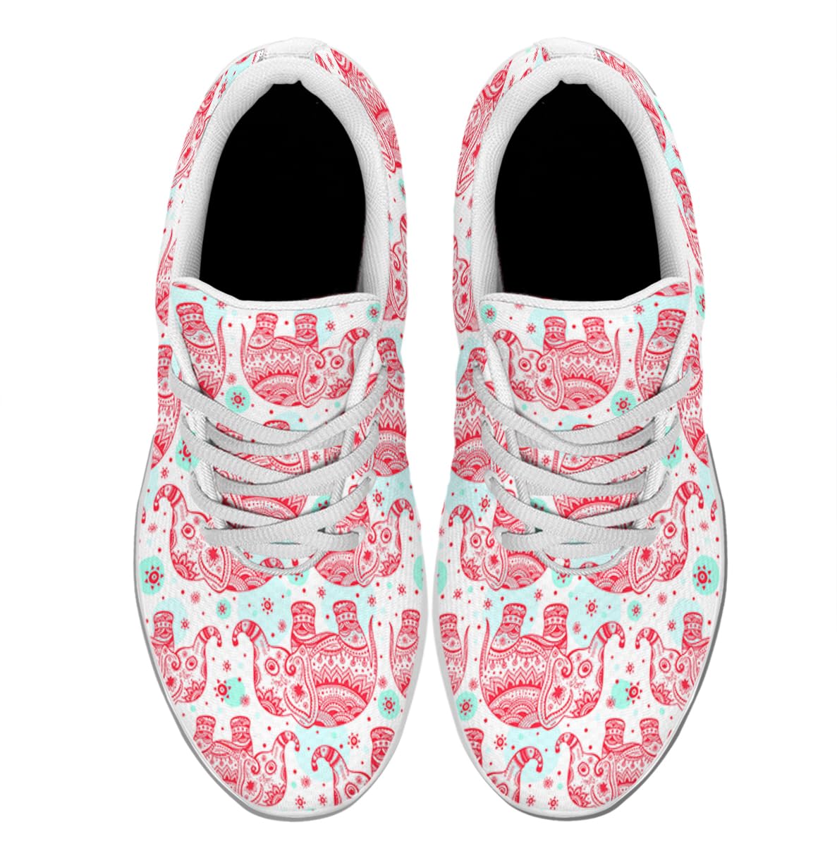 Women Men Ethnic Elephant Prints Shoes Slip On Running Shoes Athletic Tennis Sneakers White Size 6