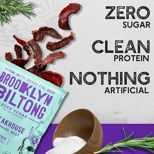 Miniatura 5 de Brooklyn Biltong Bocadillo de carne alimentada con pasto secado al aire, carne seca sudafricana (2 onzas, paquete de 2)  aprobado por Whole30,