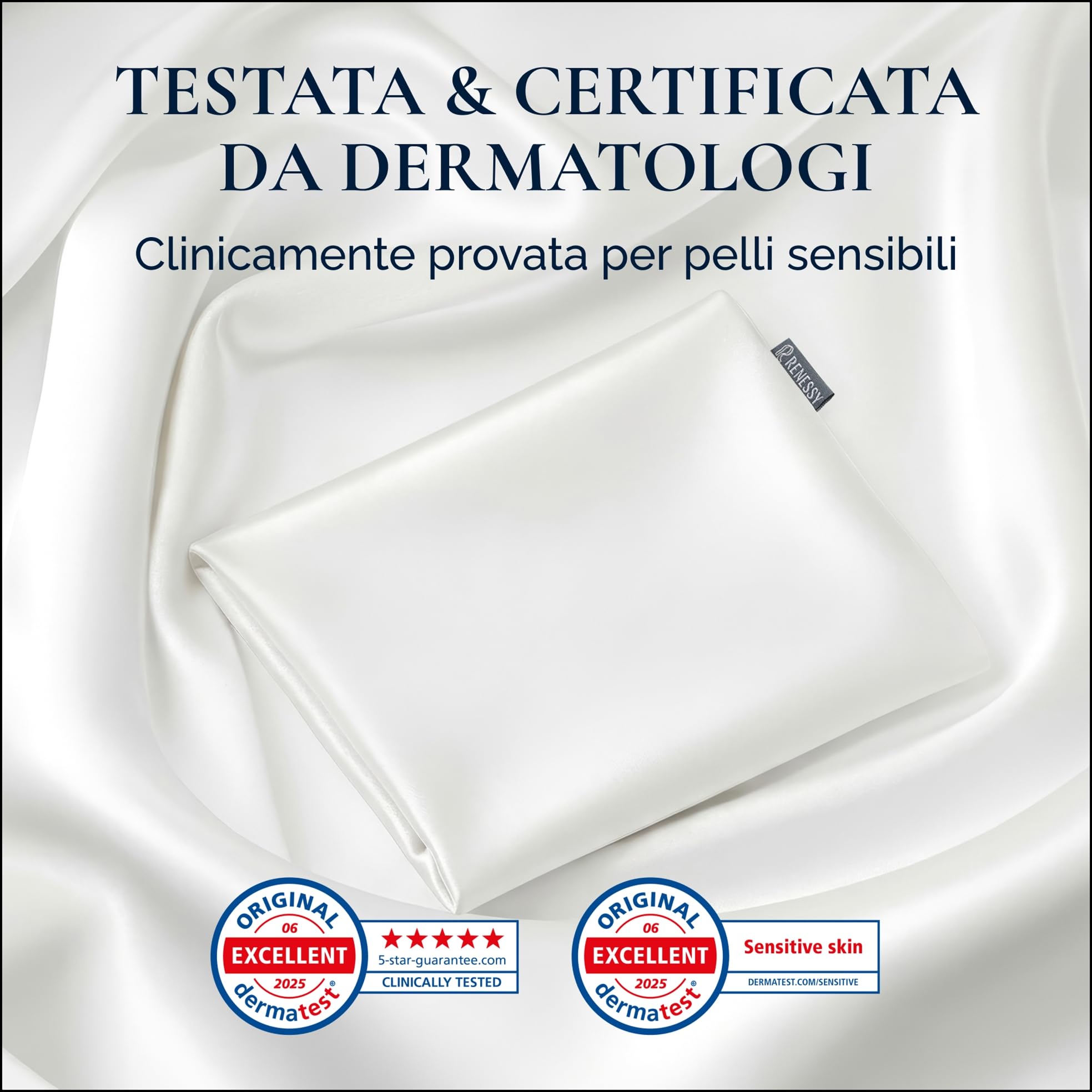 Federa in Seta 100% Bio 50x75 cm - 22 Momme Seta di Gelso, Grado 6A, Certificata Oeko-Tex in Germania - Lusso per i Capelli e la Pelle, 1 Pezzo (Blu Nuvola)