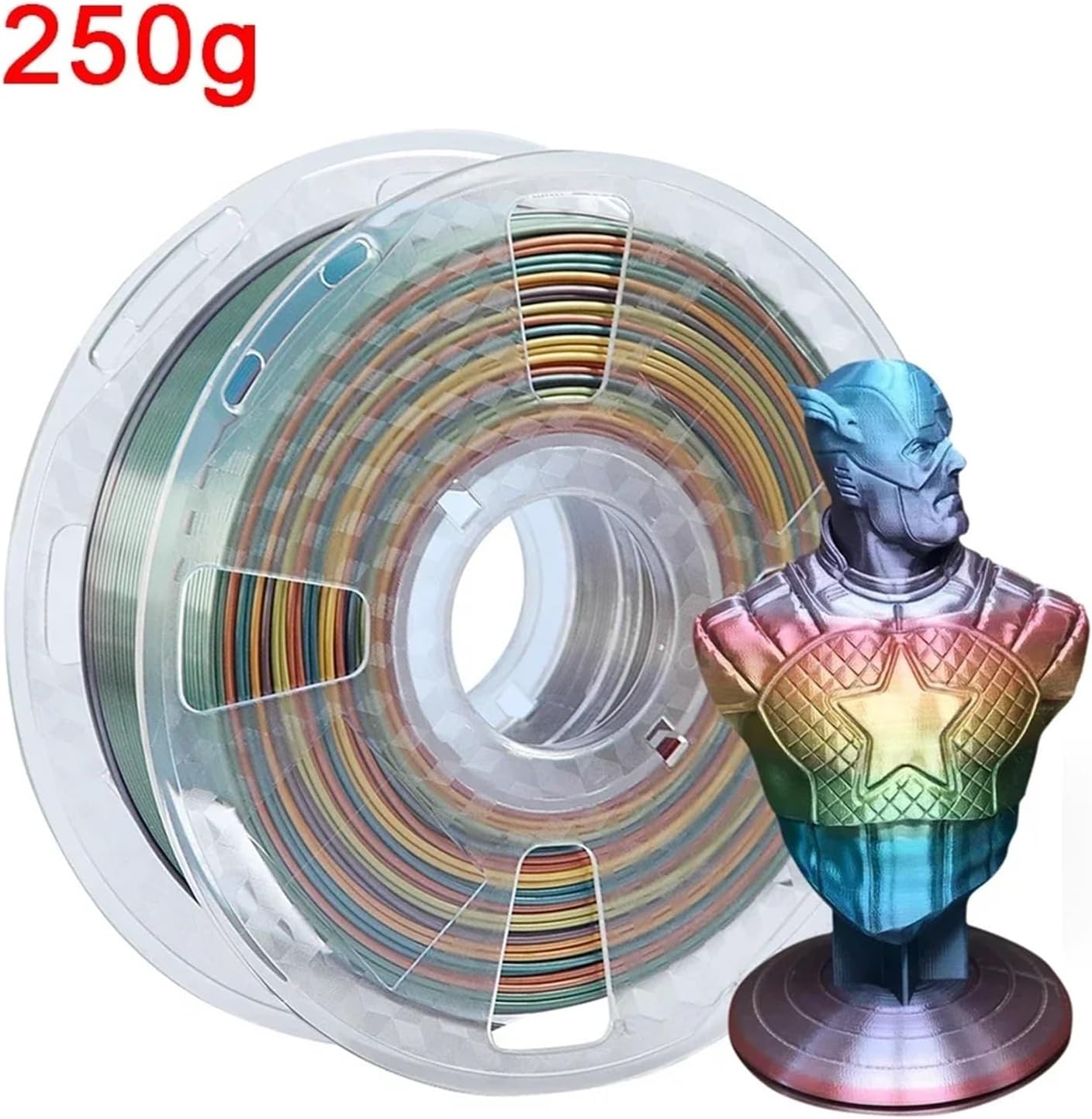 3D Printer Filament Rainbow Silk PLA 1.75mm Dual/Triple Gradient Extrudeuse Printing Material 250g(Rainbow A-250g)