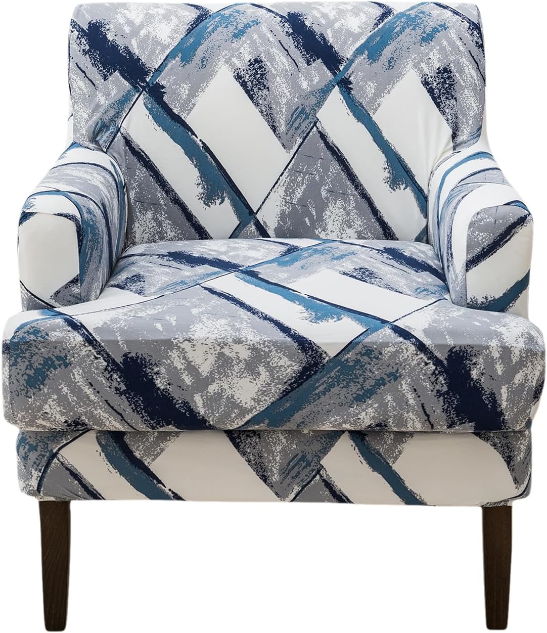Stretch Chair Covers with Arms 2 Piece Banquet Armchair Slipcover with Cushion Cover Printed Accent Chair Cover Furniture Protector for Living Room