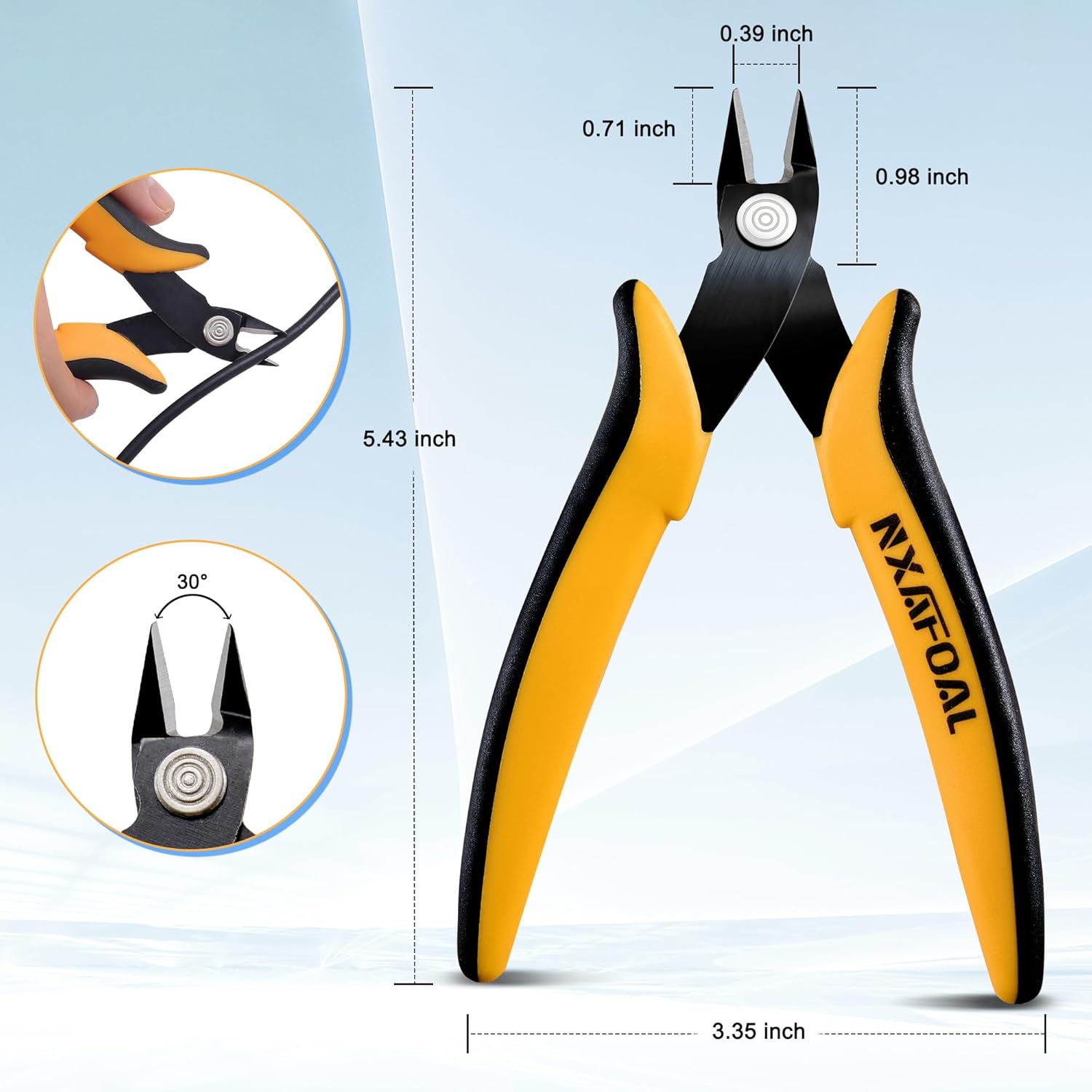 Micro Wire Cutters, 5.4 Inch Flush Cutters, 2 Pack Sharp Spring Loaded Micro Diagonal Cutters for Jewelry, Zip Ties, Electronics & DIY with Soft Grip Handles (Yellow & Black)