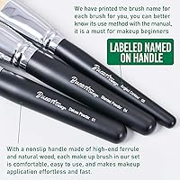 Vista 5 de Bueart Design 19 piezas Juego de brochas de maquillaje ULTRA SUAVE con etiqueta negra Incluye brocha grande para polvo, brocha plana para base