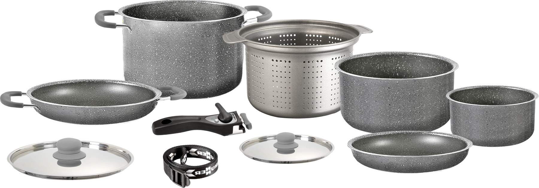 Brunner Camping Alu Kochtopfset Kochgeschirr Campingtöpfe Topfset Gourmet 9+1Ø22