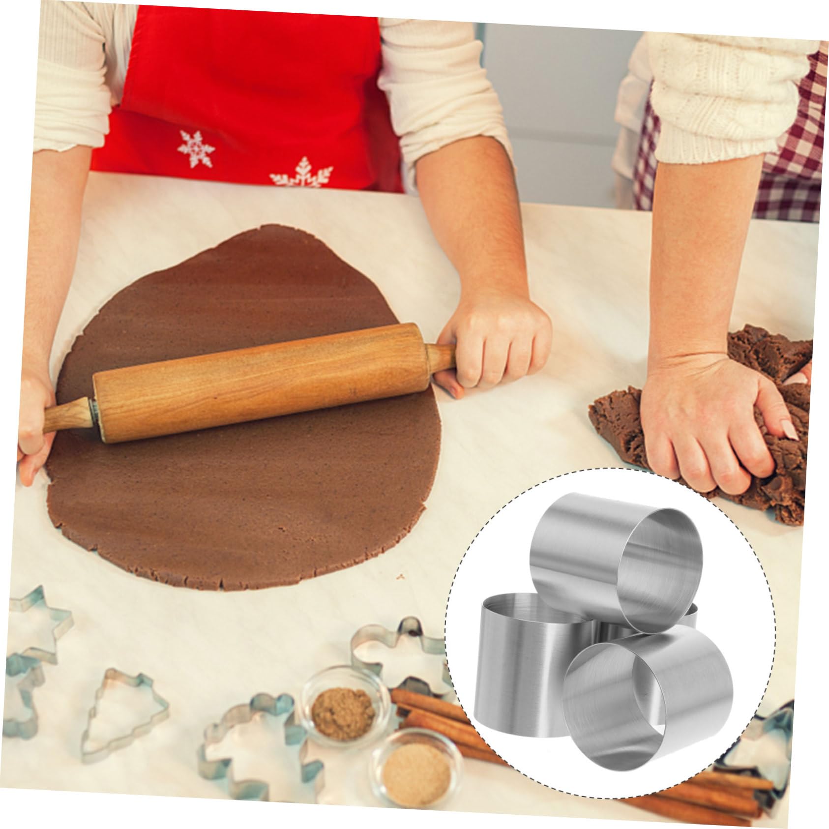 NUOBESTY Moule à Gâteau Rond 8 Pièces Acier Inoxydable Réutilisable Mini