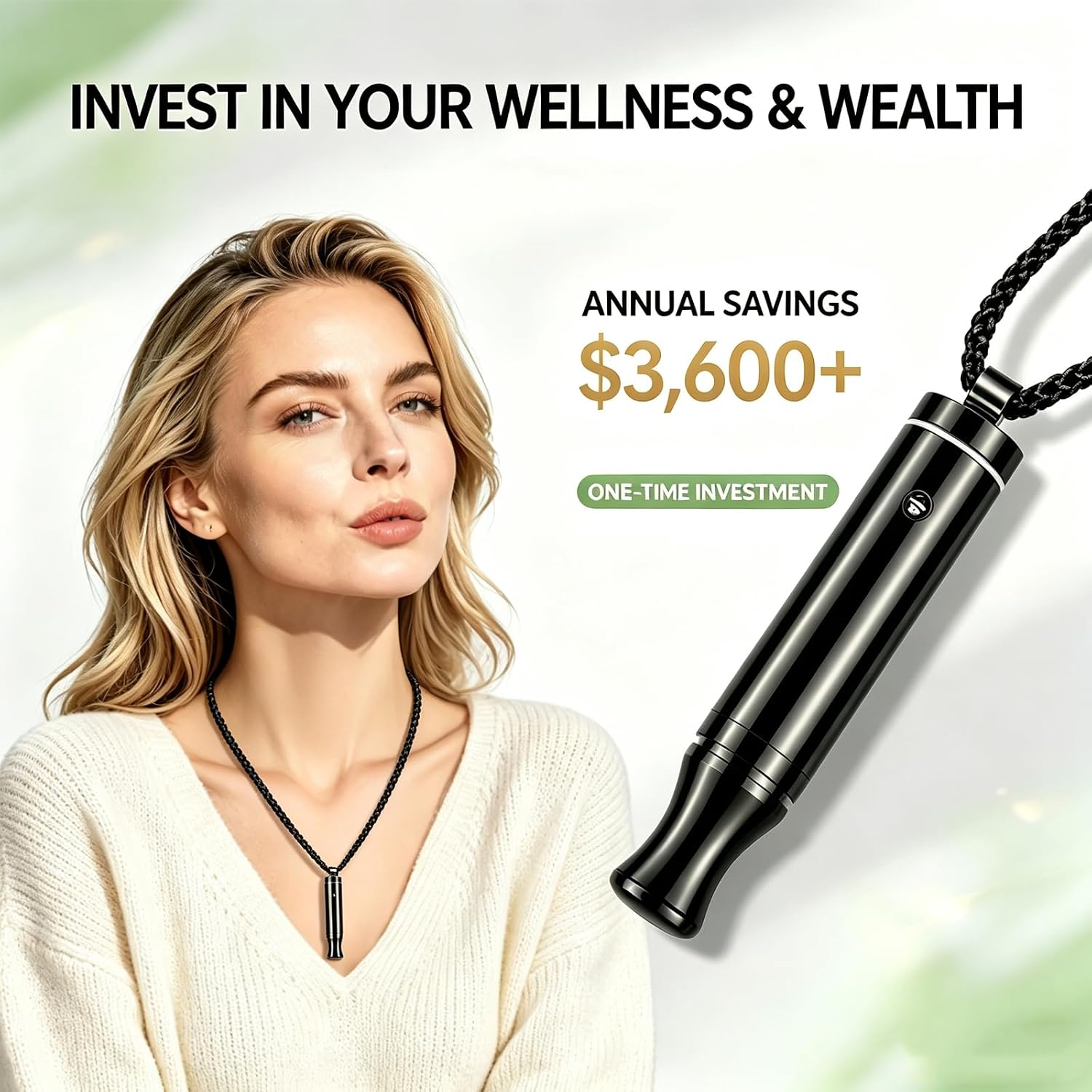 Anxiety Breathing Necklace with Resistance, Portable Breathlace for Anxiety Relief & Meditation, Includes 4 pcs Flavoured Replacement Filters for Calm Focus & Mindful Relaxation(Black) image 3