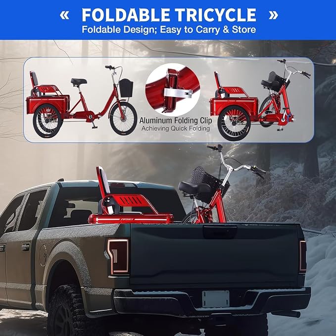 Triciclo adulto plegable 20 pulgadas con asiento y frenos miniatura 2