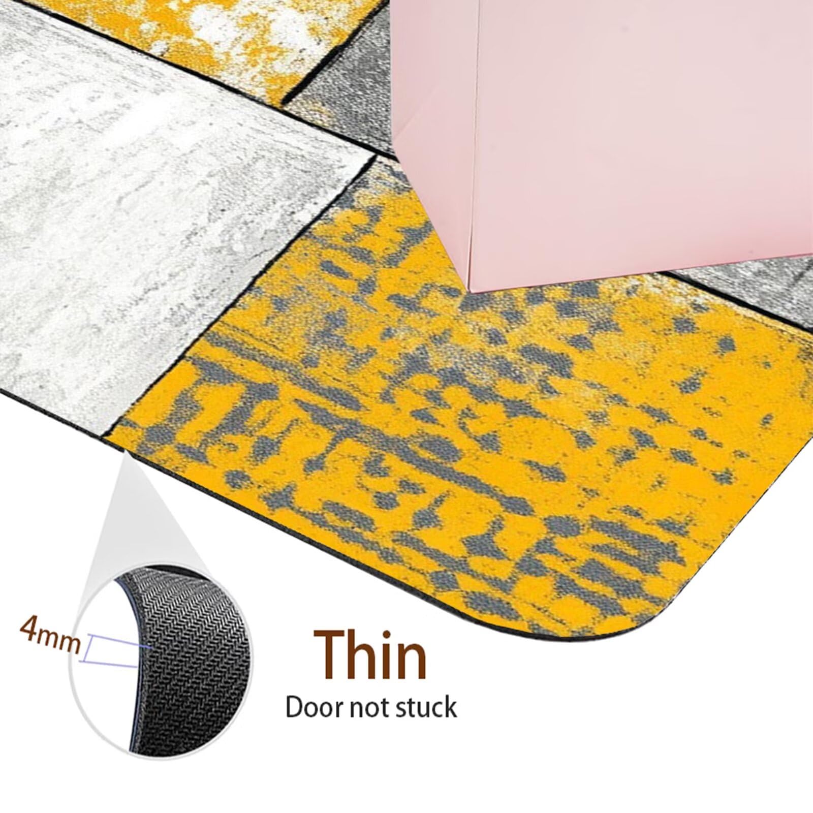 Tappetino da Bagno Antiscivolo Tappeto Bagno Super Assorbente Tappeto Cucina ad Asciugatura Rapida Facile da Pulire Tappetino Doccia Tappeti Cucina per Zerbino Ingresso Interno Giallo 120x160cm 7-1443