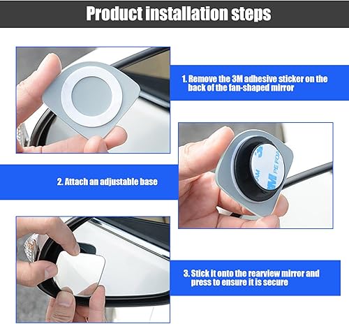 Miniatura 7 de 2 espejos retrovisores para automóvil, espejo de punto ciego ajustable convexo de alta definición, espejo de gran angular de campo de visión