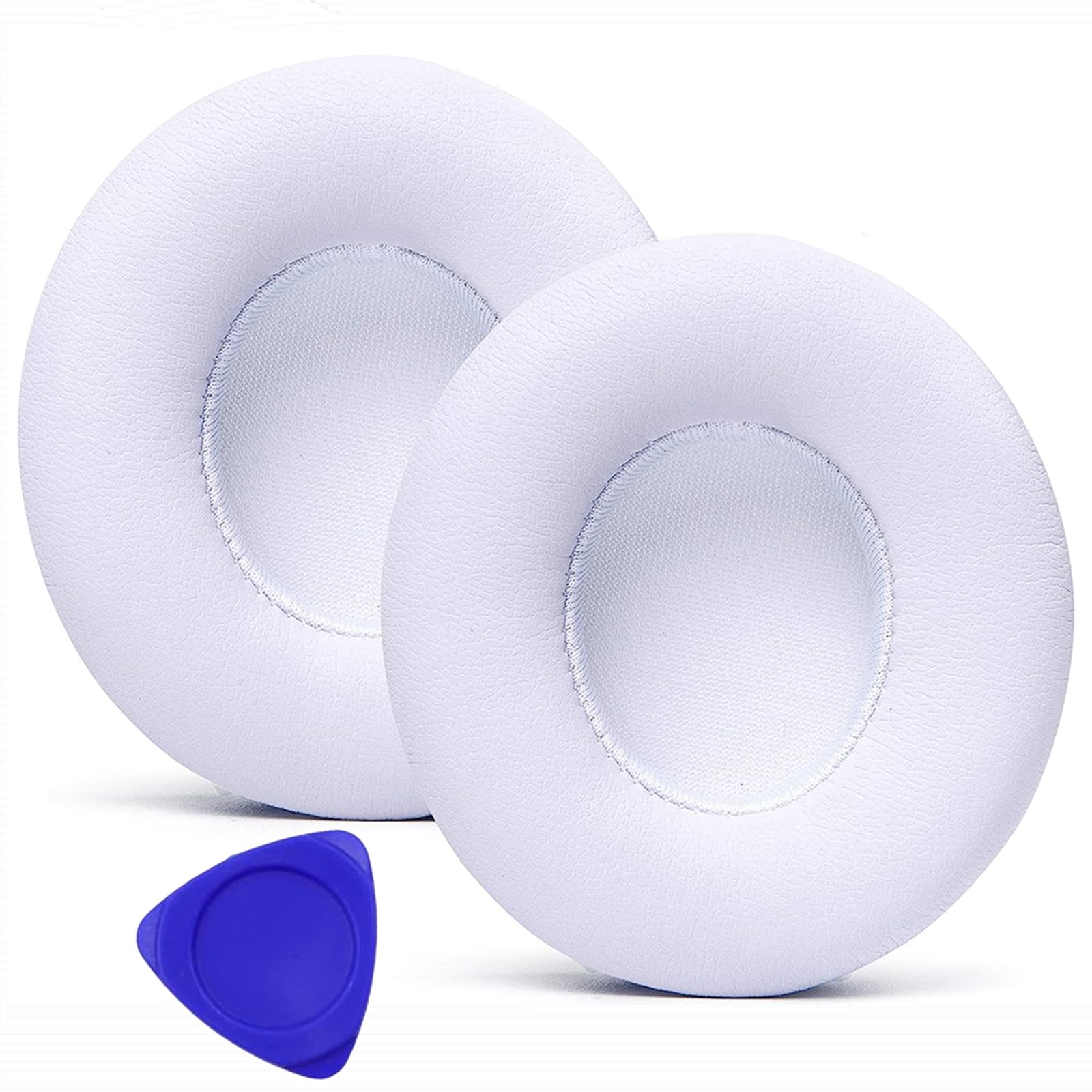 Siganorpy 1 Pair Replacement Earpad for Beats Solo 2, Solo 3 Wireless Headphone, Replacement Ear Soft Leather Memory Foam Cushions Ear Pads Cushion Cover Foam Earpads (White)