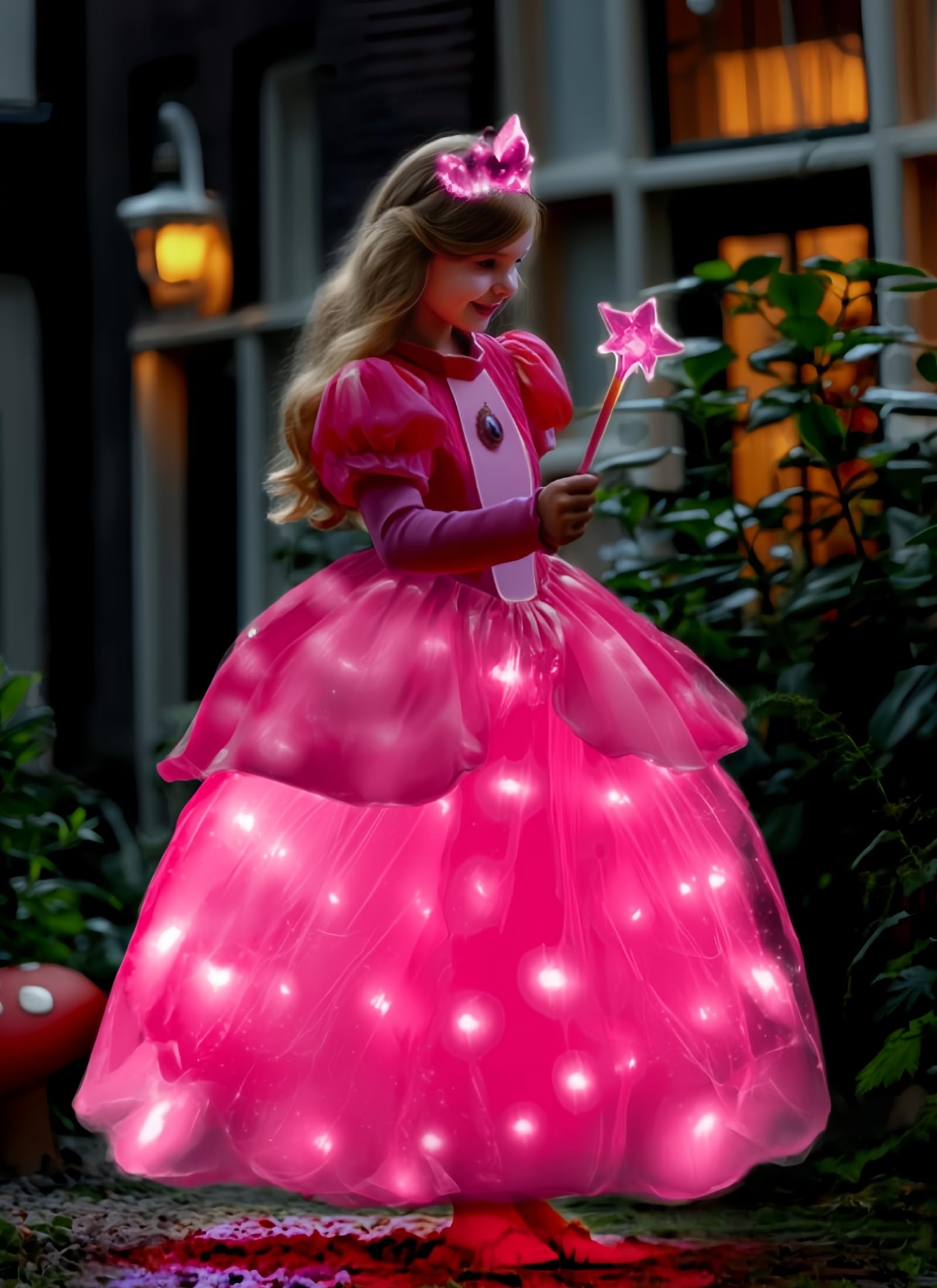 Letsglow Light Up Girl Princess Dress Girls Costume Toddler Dress Up & Role Play Halloween Cosplay Birthday Party Gift