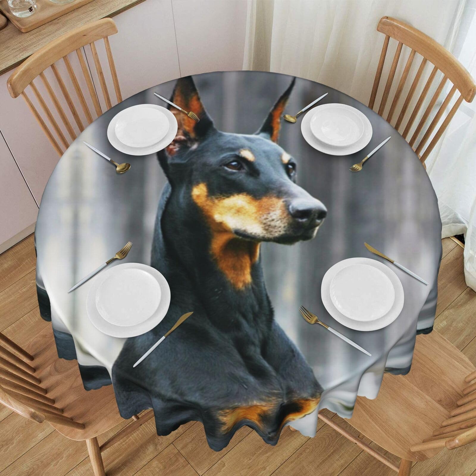 Nappe ronde Doberman pour vos pique-niques en plein air et repas conviviaux en salle à manger