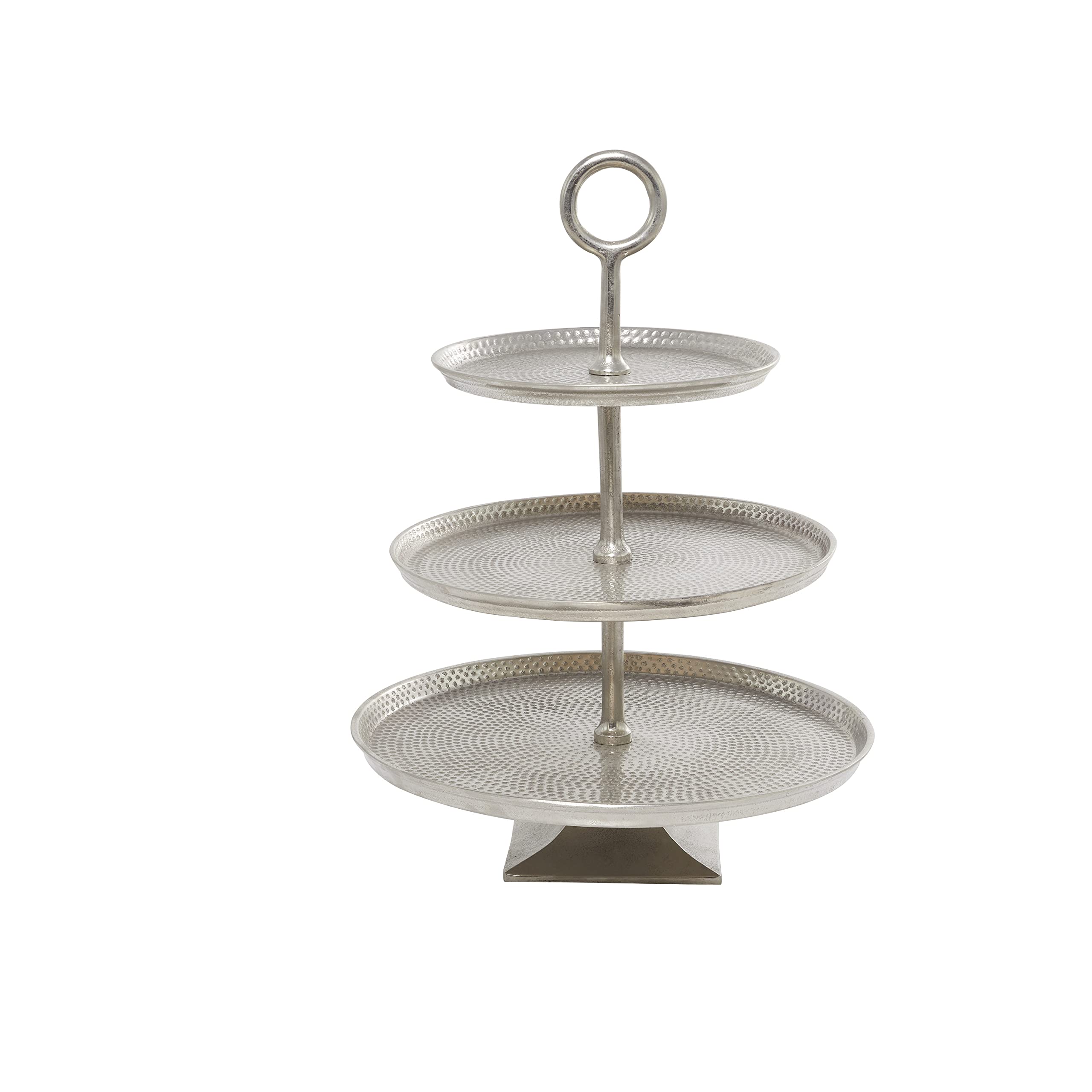 Deco 79 Glam Aluminum Round Tiered Server, 17" x 17" x 23", Silver
