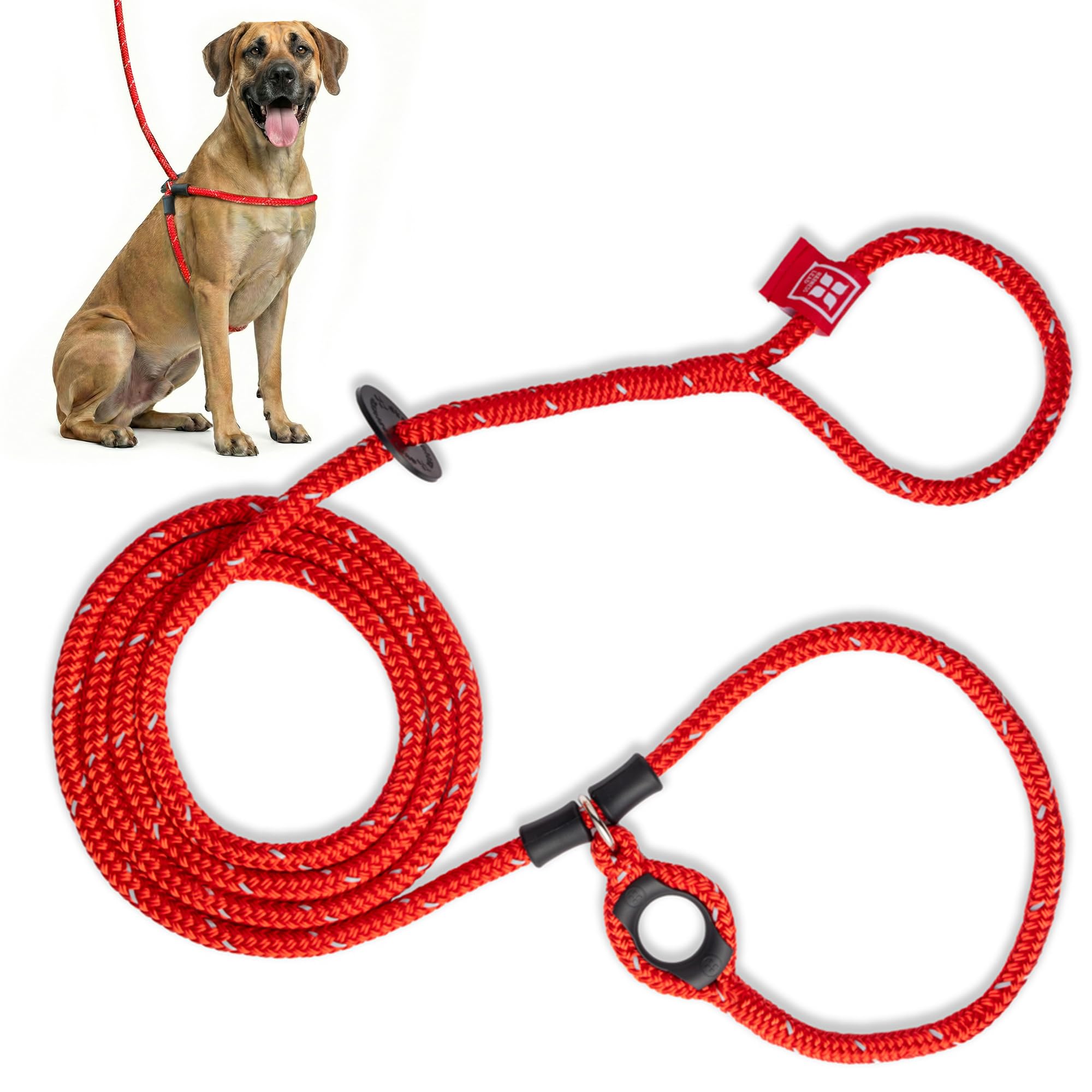 Harness Lead Hundegeschirr und Leine, Anti-Zieh-Hundegeschirr, einteiliges gepolstertes Seil, verhindert sicher das Entweichen und Ziehen, der Neue Einsatz ist herausnehmbar (Größe XL, Rot)