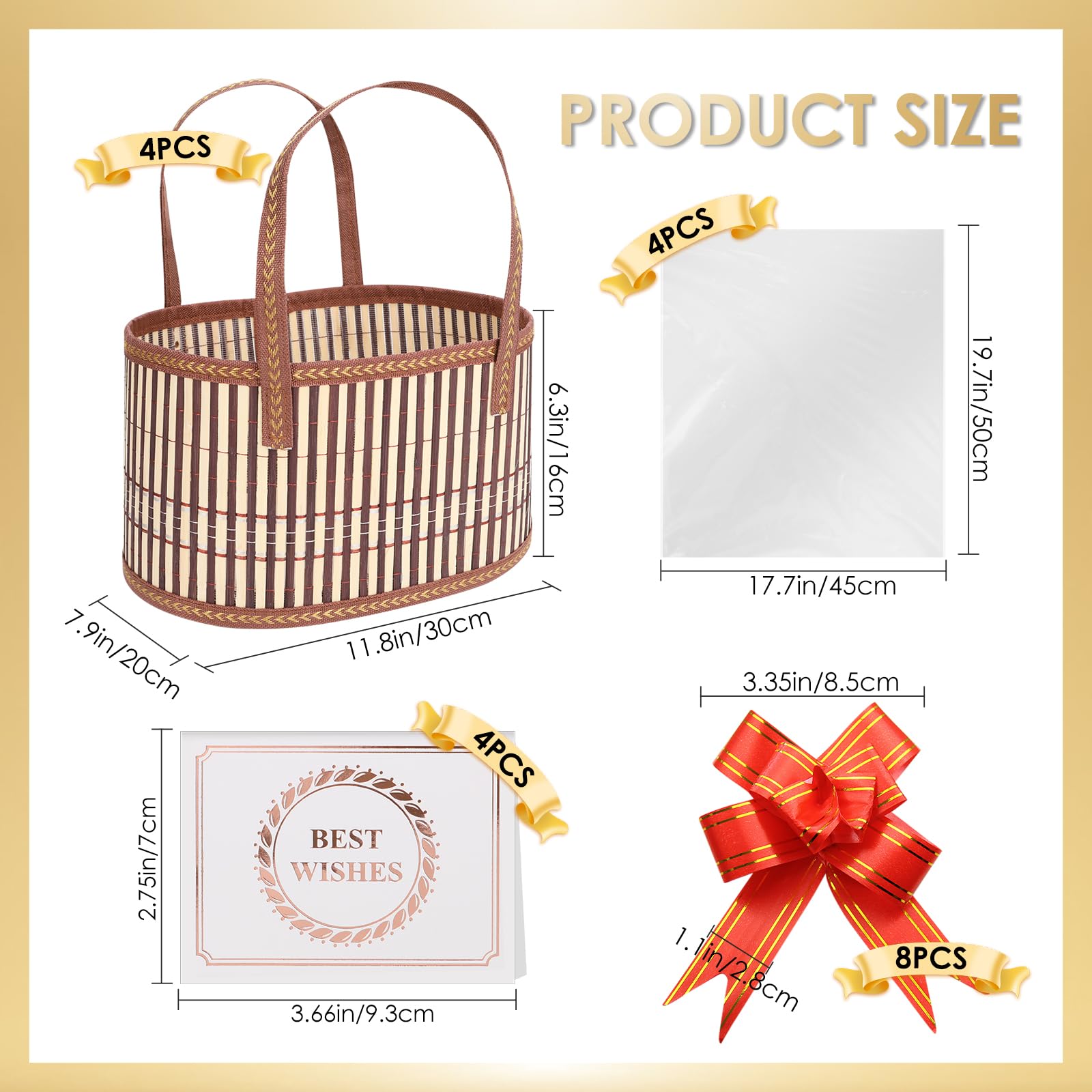 Snapklik.com : 4 Set Baskets For Gifts Empty, Sturdy Woven Bamboo Gift ...