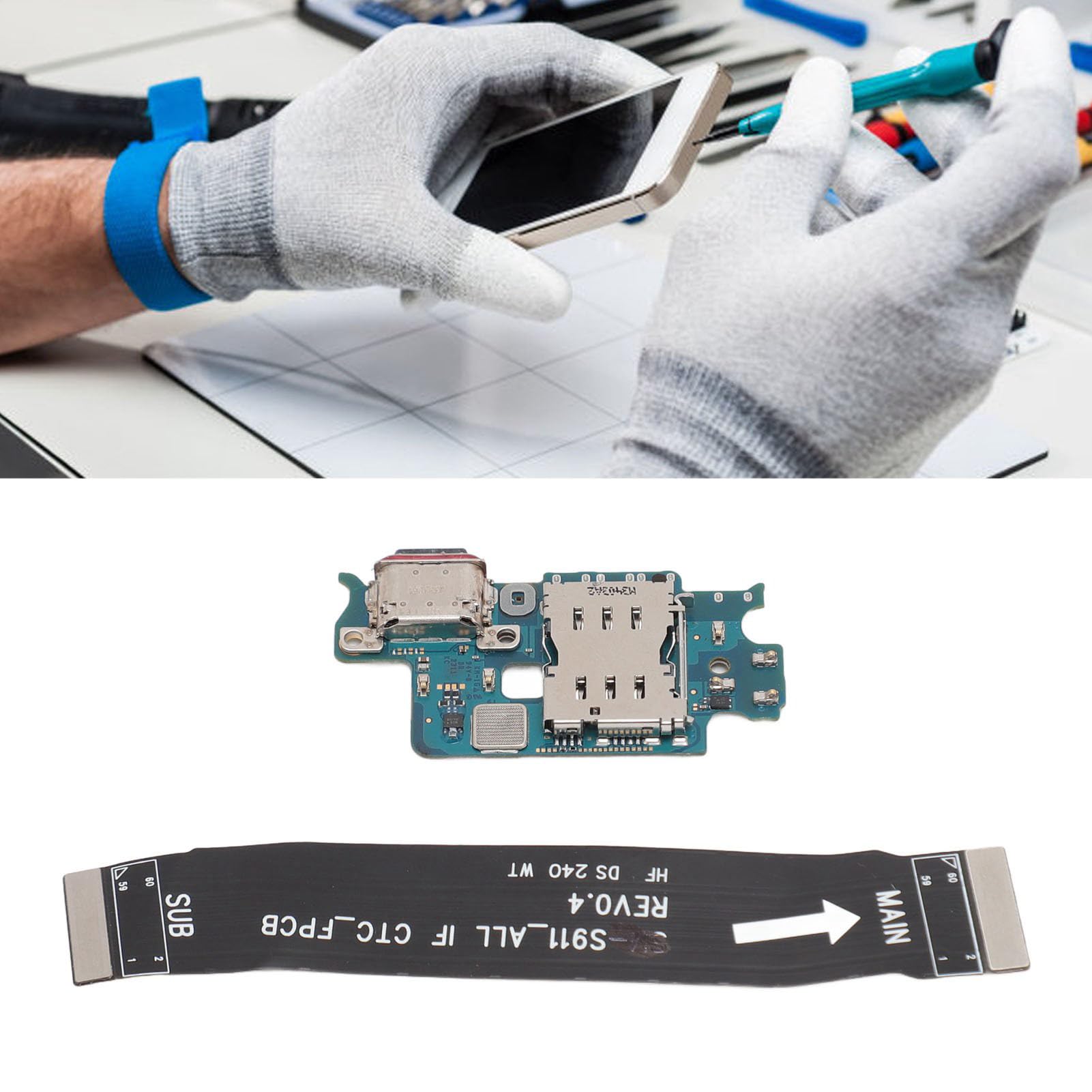Replacement for Galaxy S23 S911U US Version Charging Port Dock Connector, PCB Phone USB C Charging Port Repair Parts with Tool Kit
